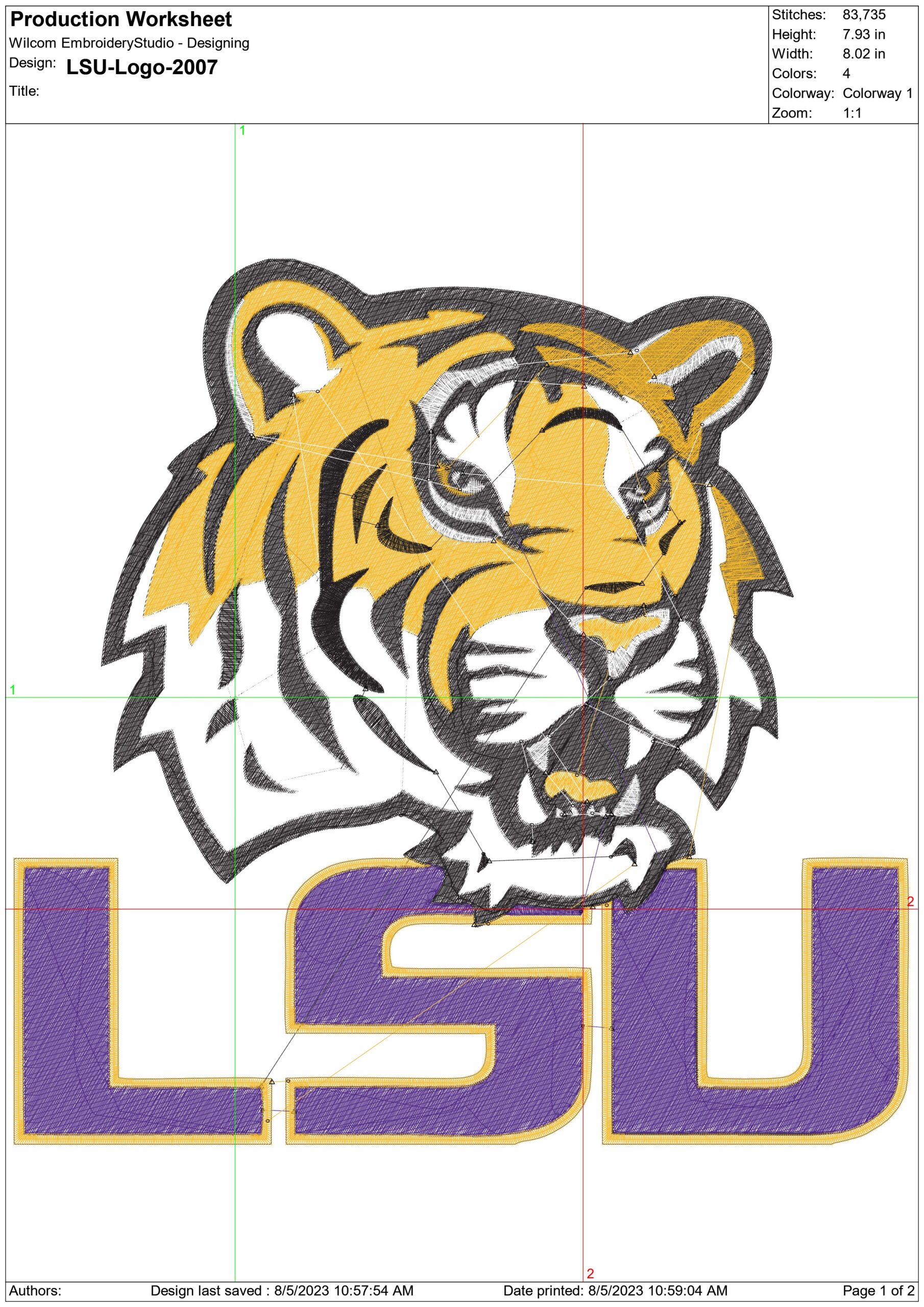 LSU Fighting Tigers 2007 embroidery - Fighting Tigers Logo - Louisiana State University  Logo  embroidery machine  pattern embroidery file - instant download in a frame — view 3