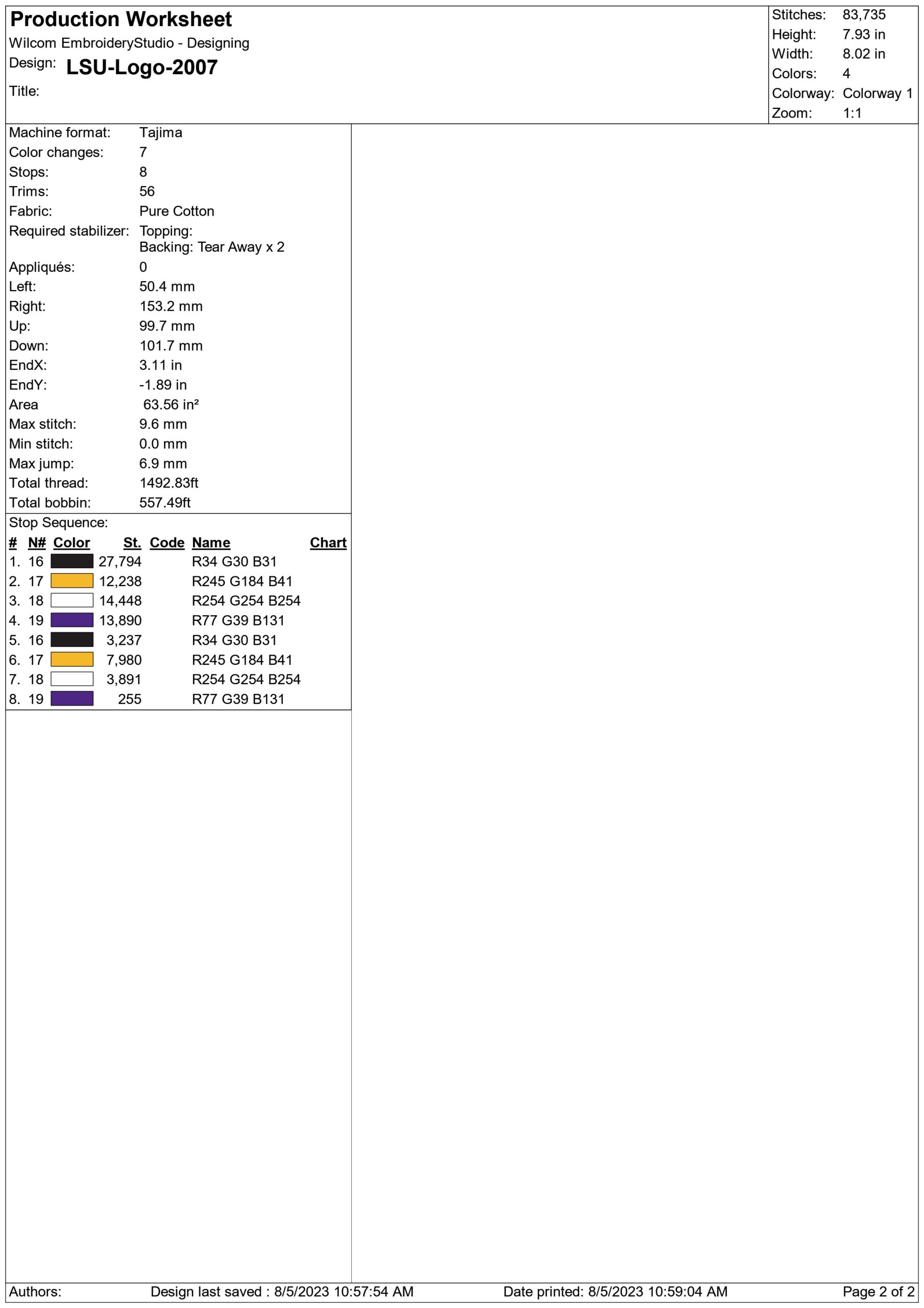 LSU Fighting Tigers 2007 embroidery - Fighting Tigers Logo - Louisiana State University  Logo  embroidery machine  pattern embroidery file - instant download in a frame — view 2