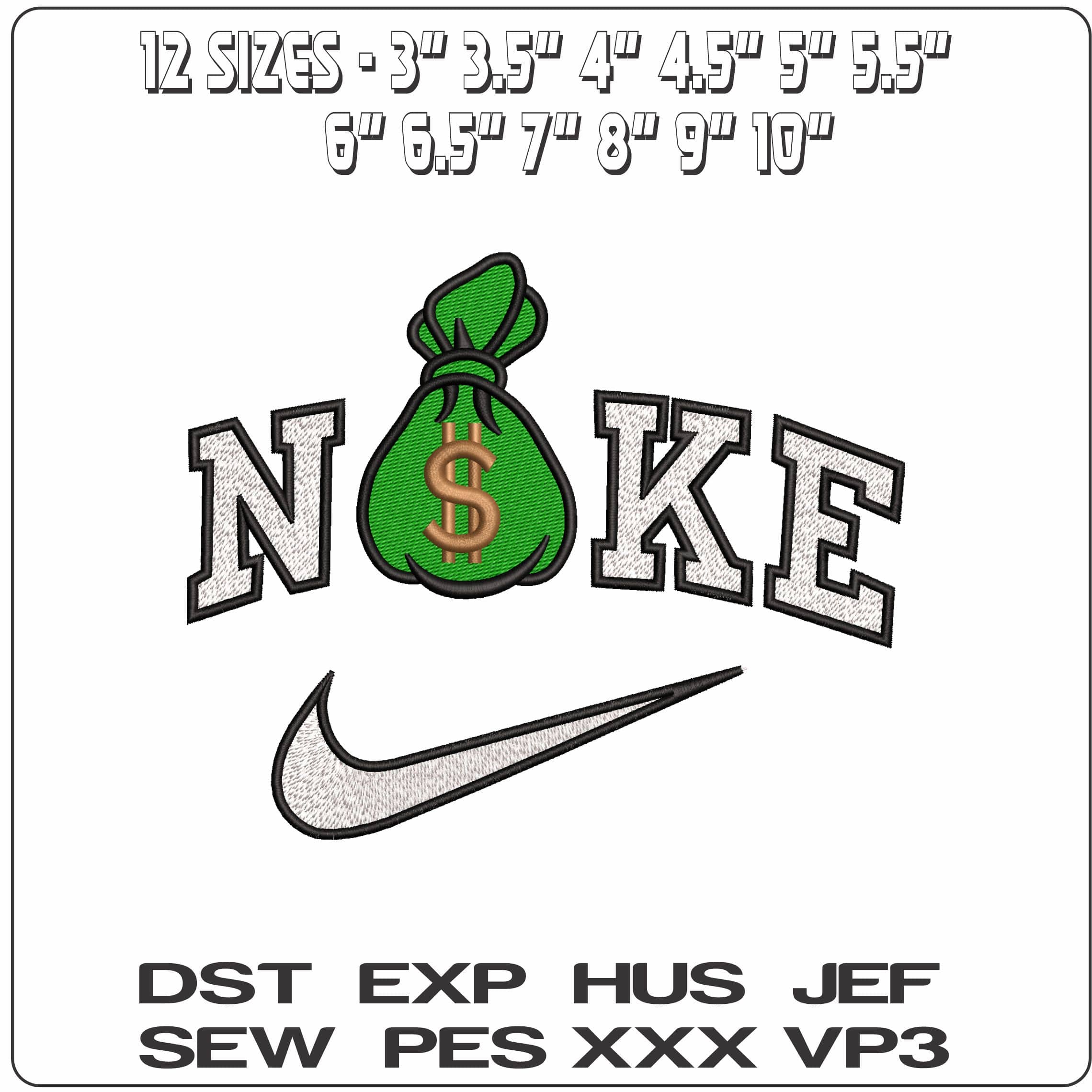 Nike Money Bag Tied Up - Elegant embroidery design file - instant download — view 2