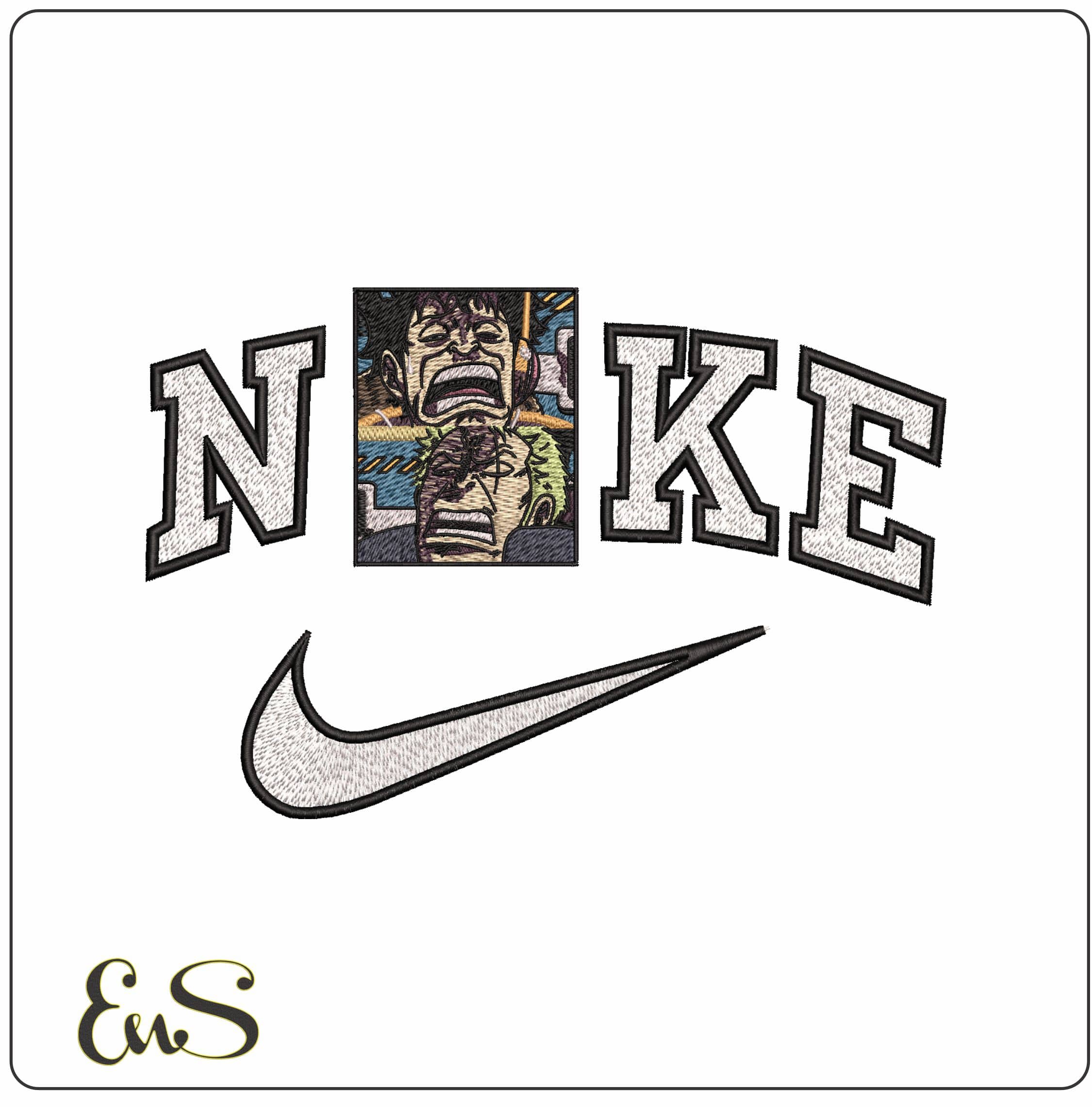 Nike Monkey D Luffy Roronoa Zoro Crying One Piece Anime - Elegant embroidery design file - instant download
