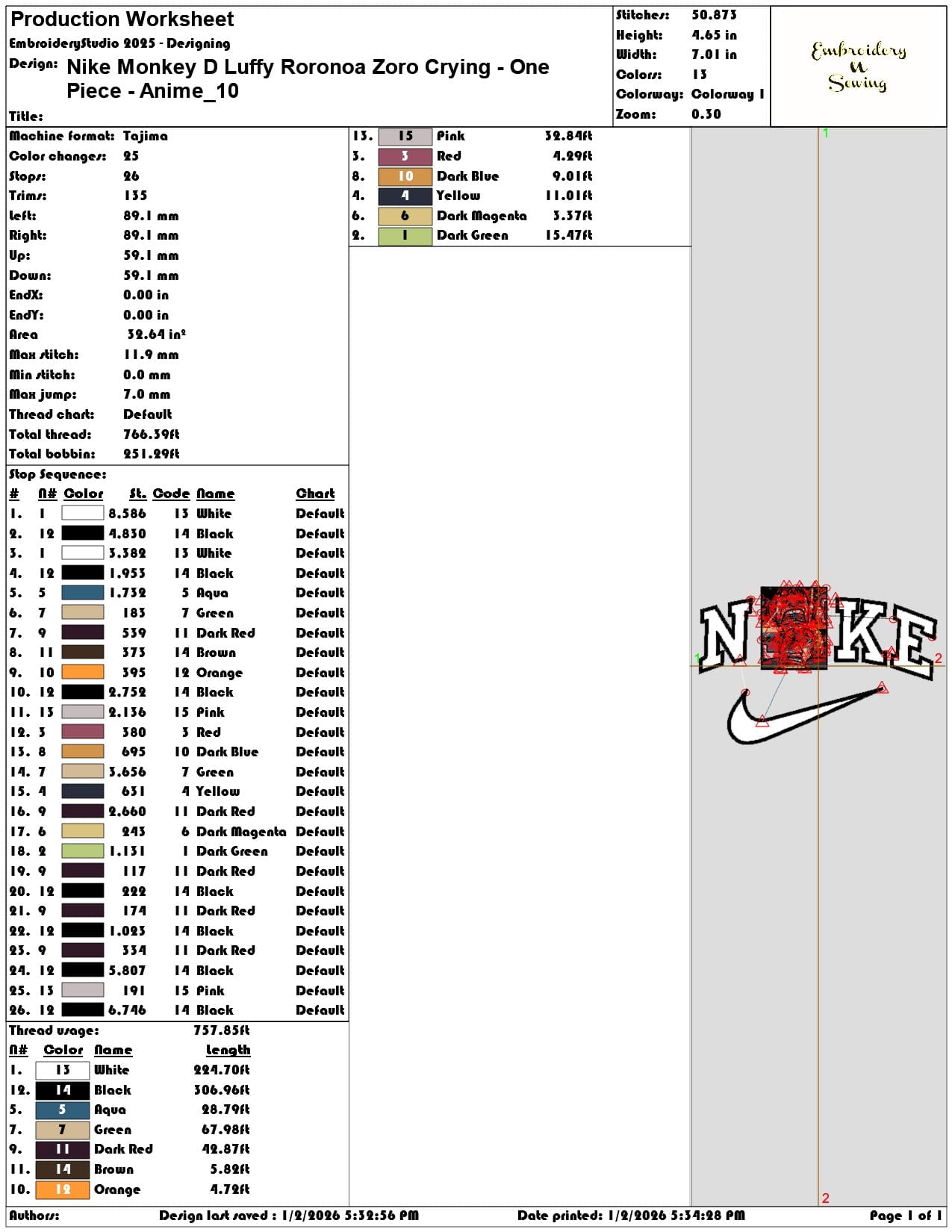 Nike Monkey D Luffy Roronoa Zoro Crying One Piece Anime - Elegant embroidery design file - instant download — view 3
