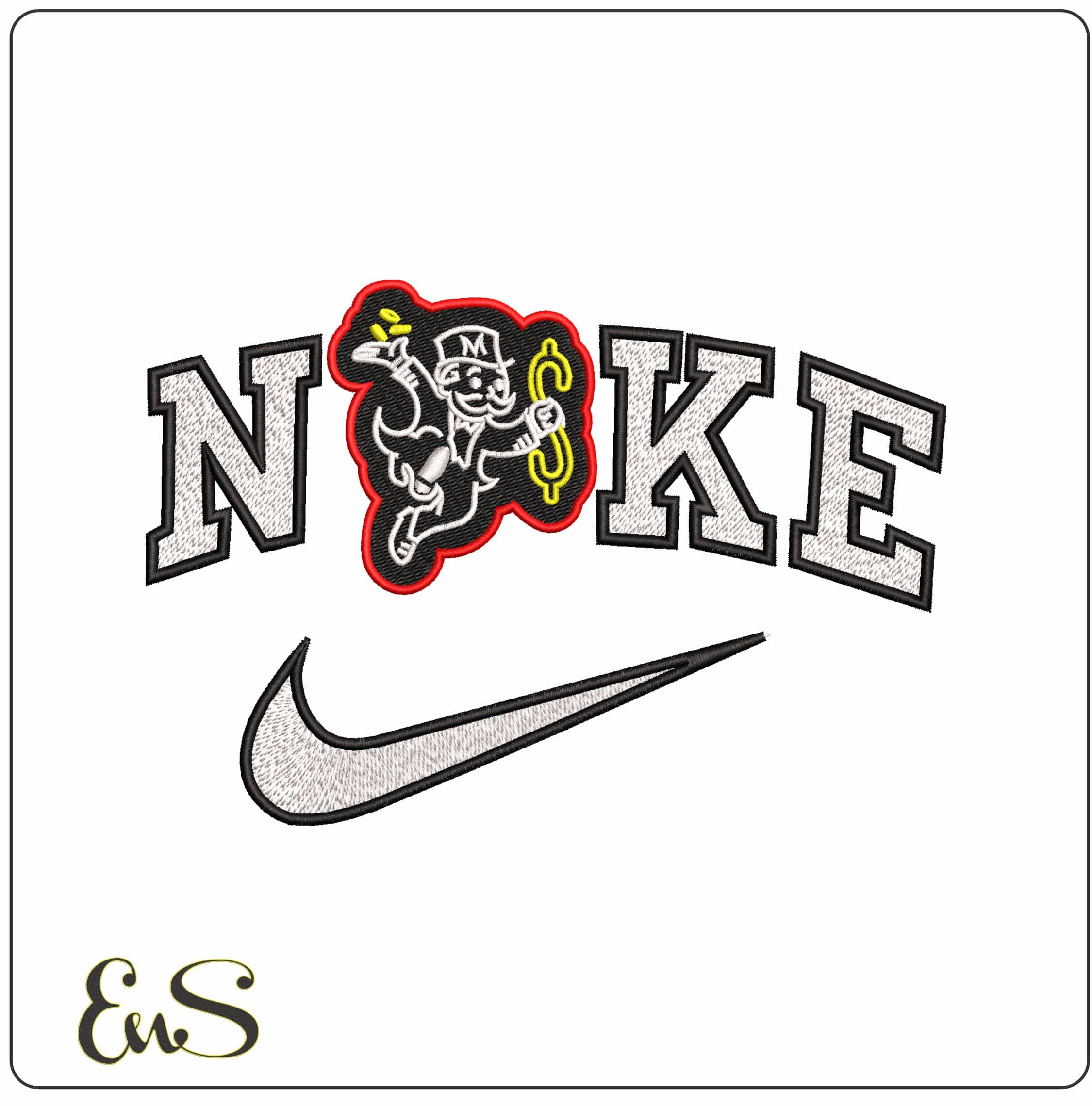 Nike Monopoly Man With Cash - Elegant embroidery design file - instant download