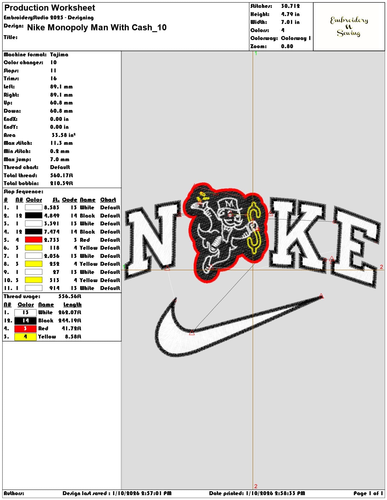 Nike Monopoly Man With Cash - Elegant embroidery design file - instant download — view 3