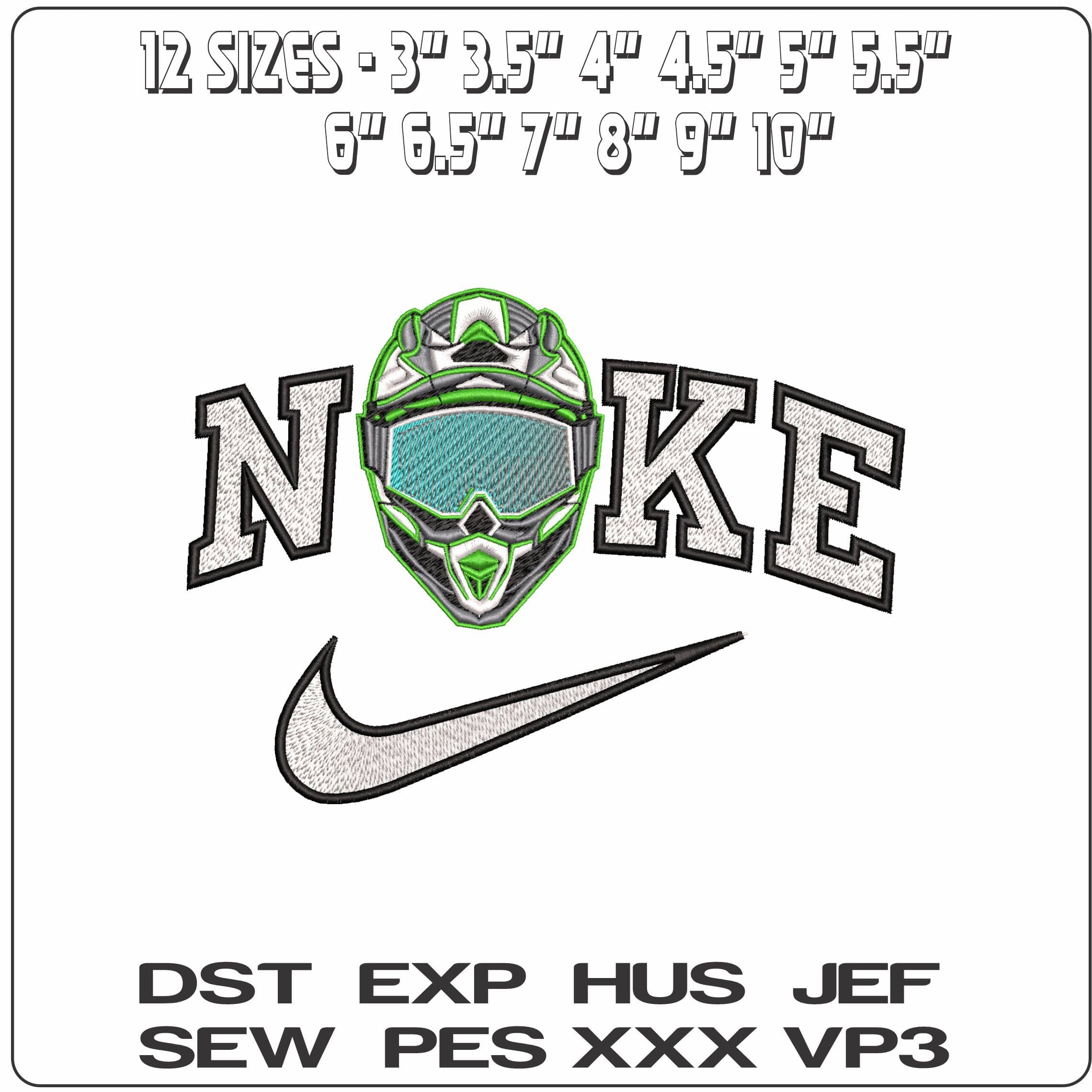 Nike Motocross Crash Helmet - Elegant embroidery design file - instant download — view 2