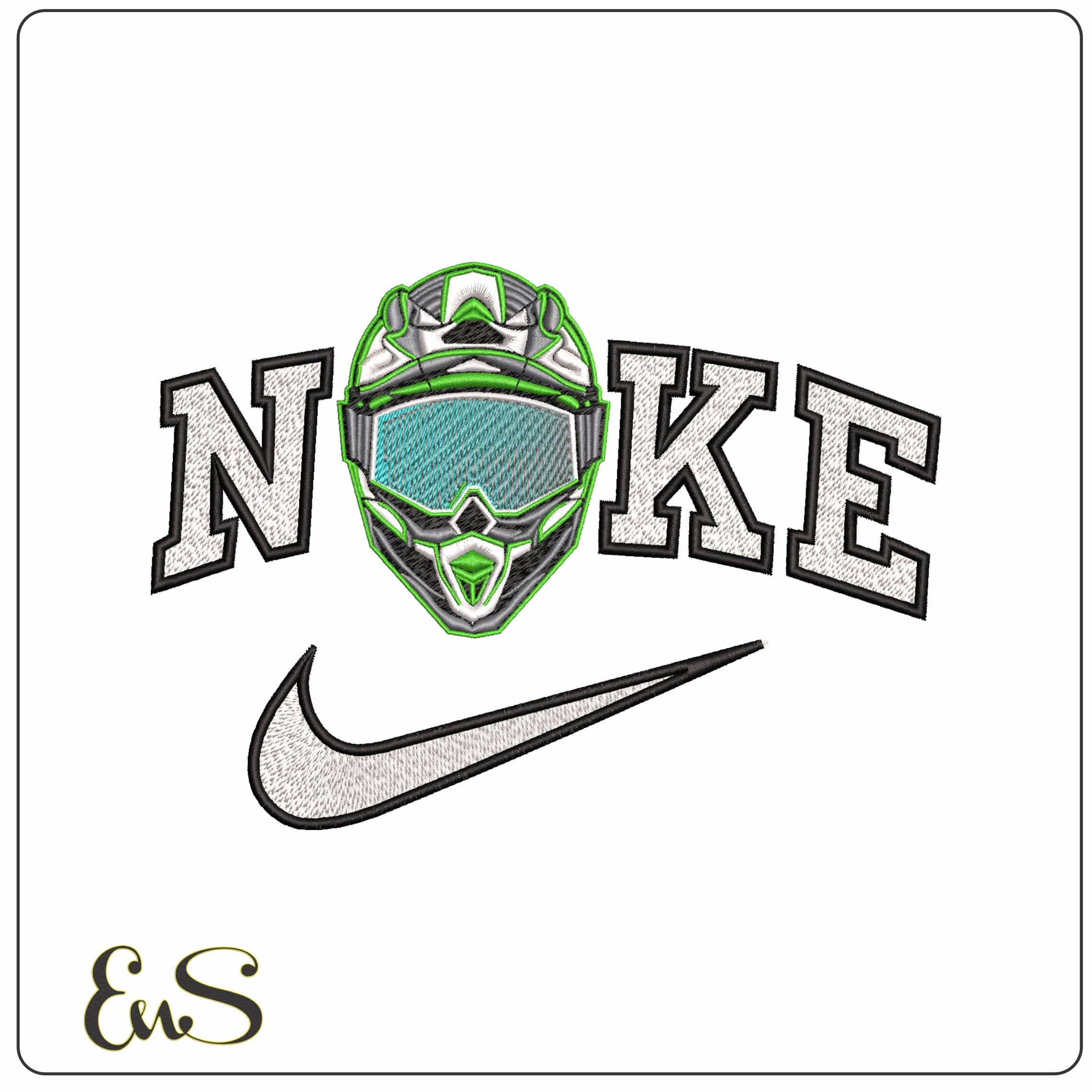 Nike Motocross Crash Helmet - Elegant embroidery design file - instant download