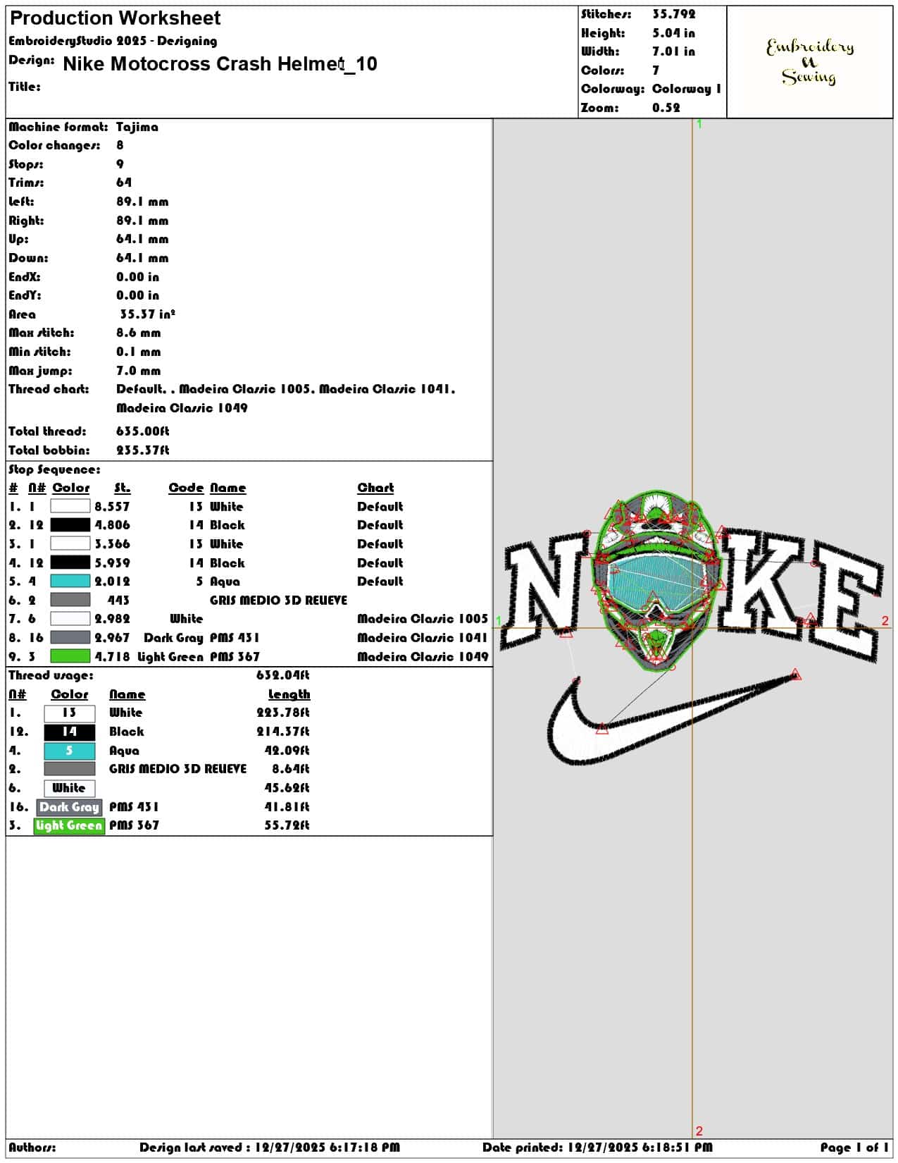 Nike Motocross Crash Helmet - Elegant embroidery design file - instant download — view 3