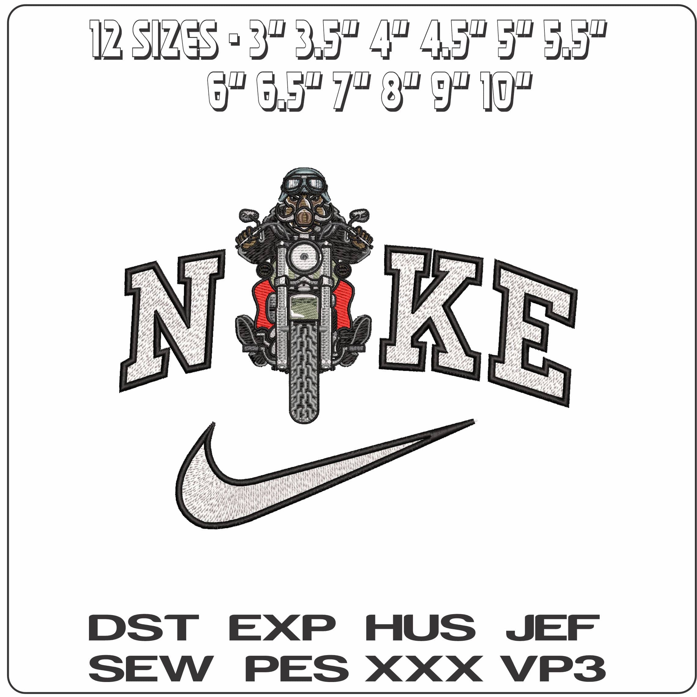 Nike Motorcycle Wild Stock Hog on Hog - Elegant embroidery design file - instant download — view 2