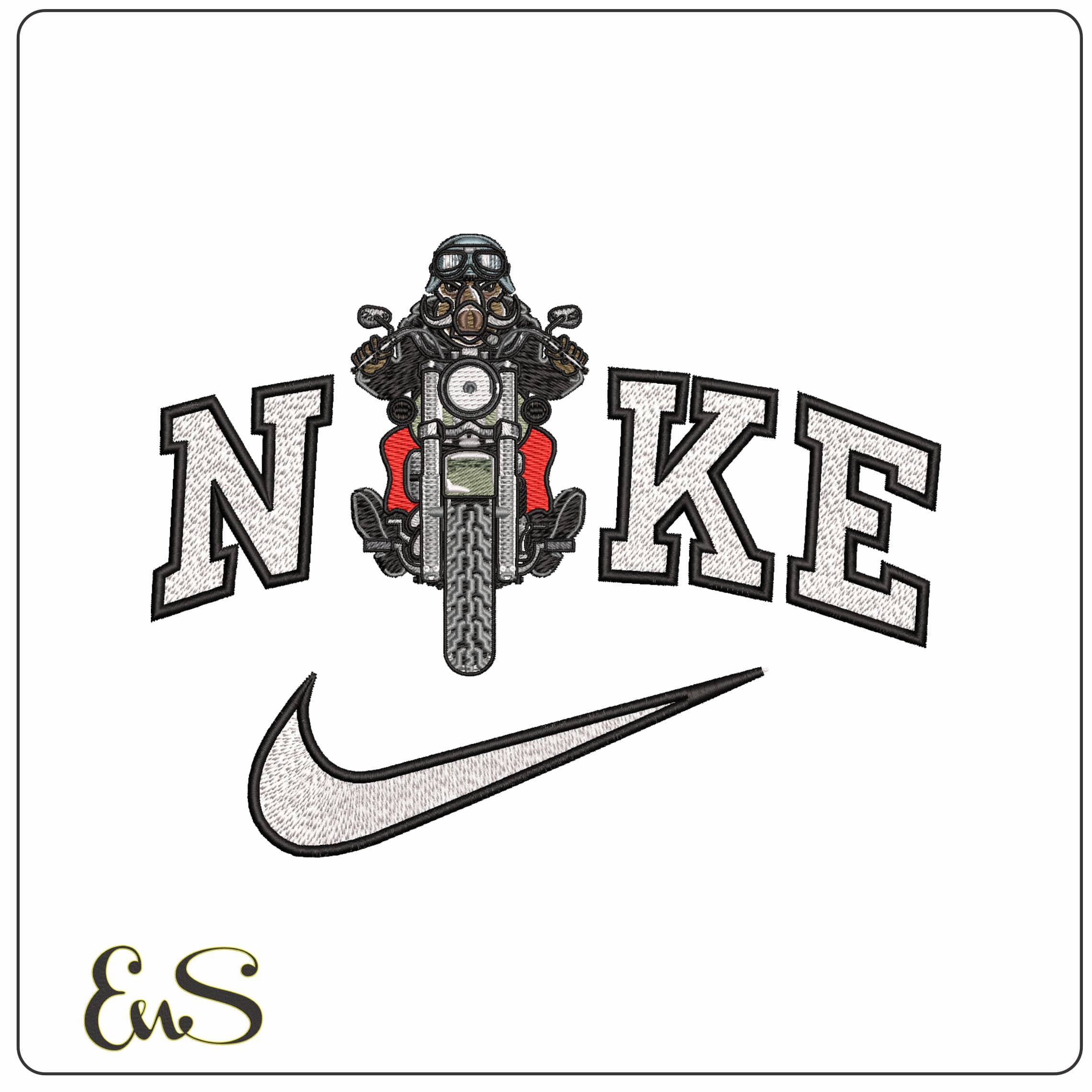 Nike Motorcycle Wild Stock Hog on Hog - Elegant embroidery design file - instant download