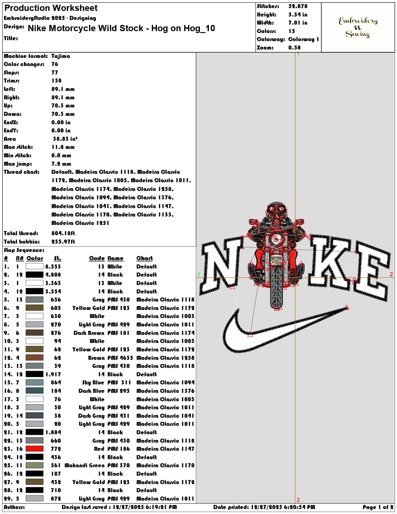 Nike Motorcycle Wild Stock Hog on Hog - Elegant embroidery design file - instant download — view 3