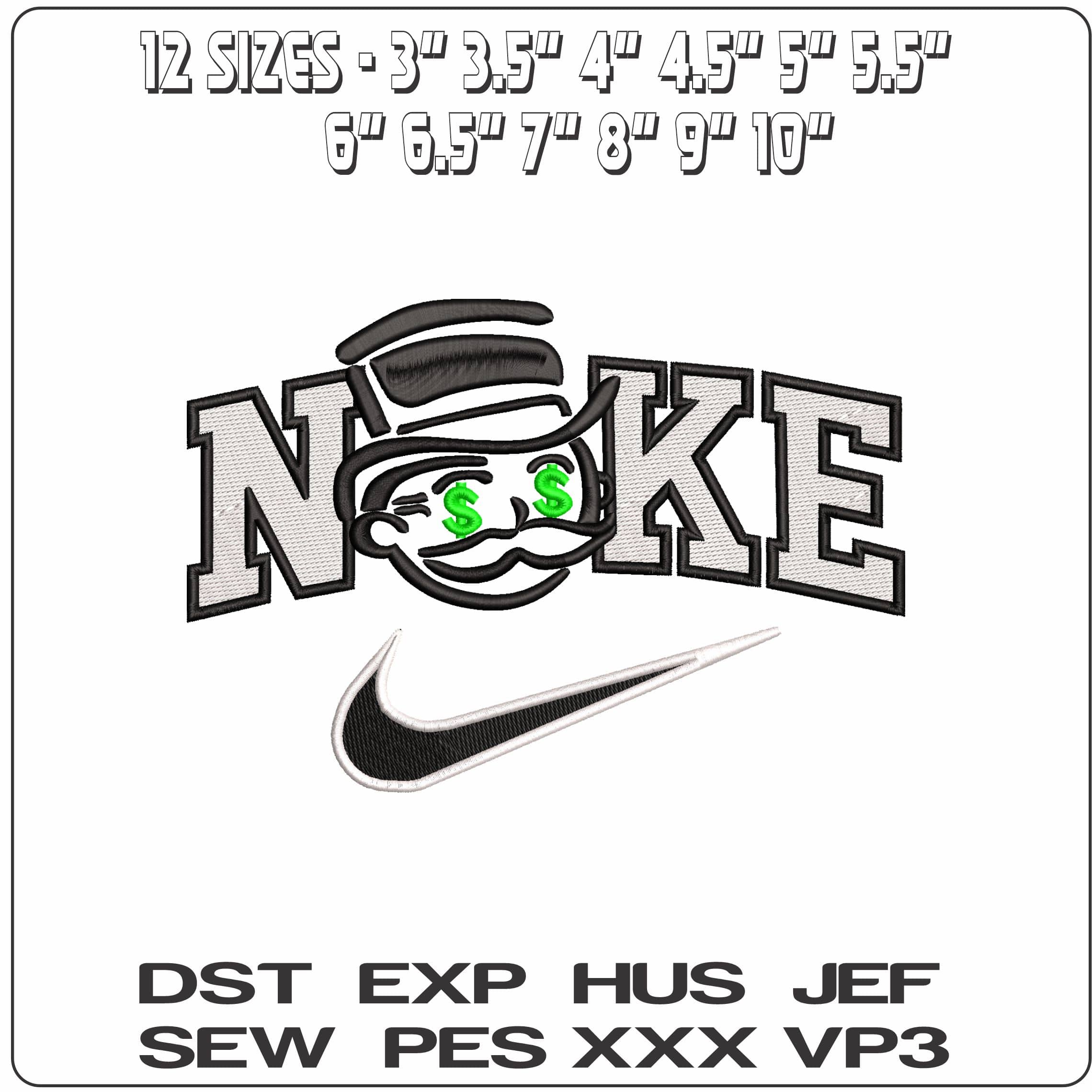 Nike Mr Monopoly 3D - Elegant embroidery design file - instant download — view 2