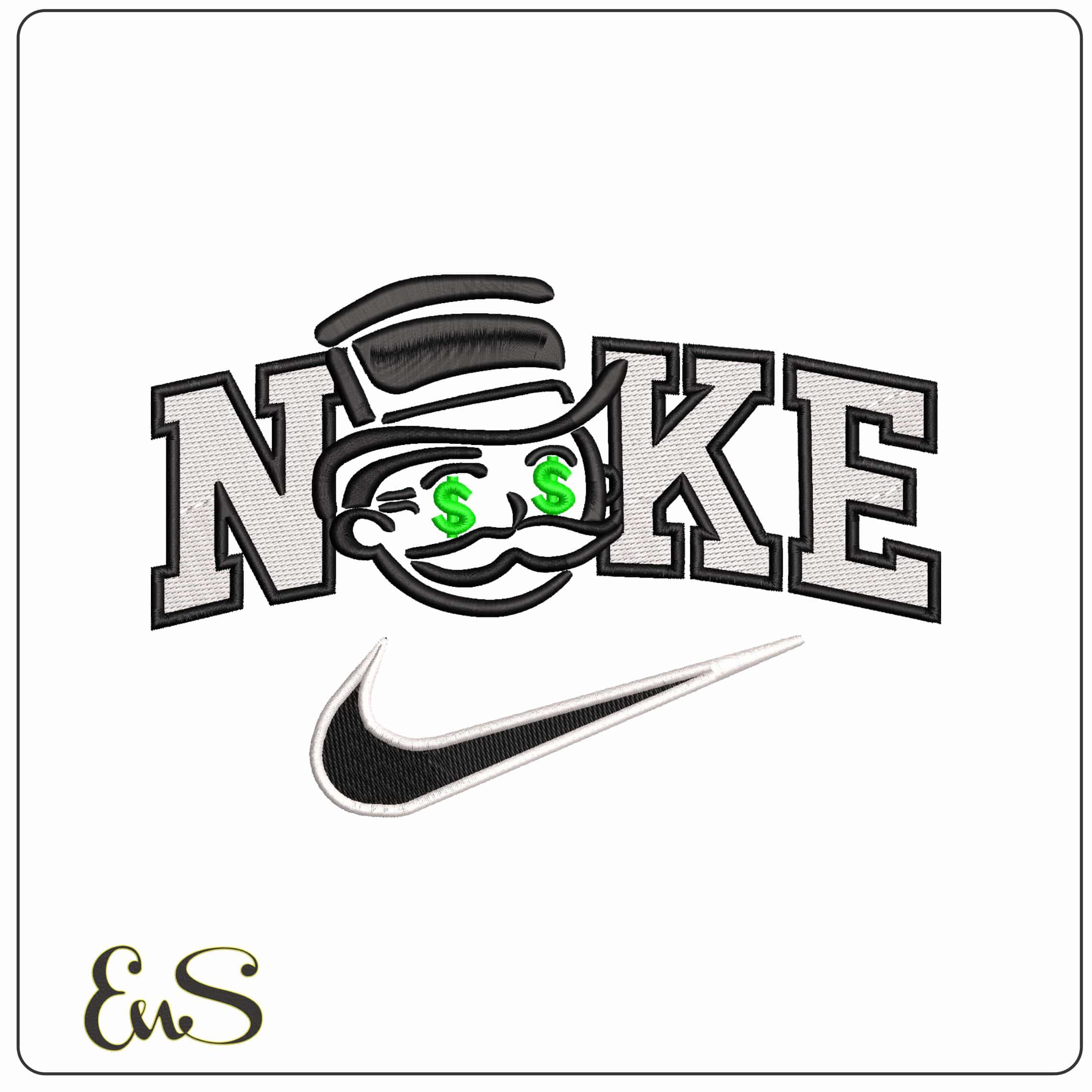 Nike Mr Monopoly 3D - Elegant embroidery design file - instant download