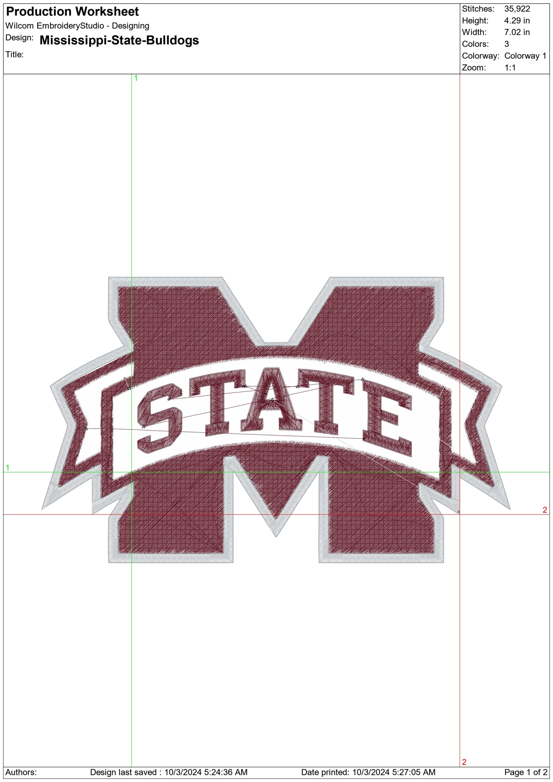 Mississippi State Bulldogs embroidery design Mississippi State University Logo machine pattern file instant download — view 2
