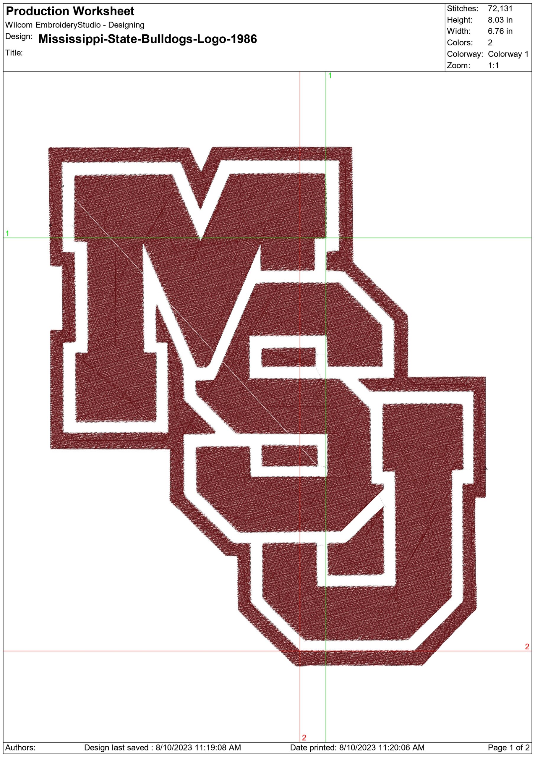 Mississippi State Bulldogs 1986 embroidery design Mississippi State University Logo machine pattern file instant download — view 2
