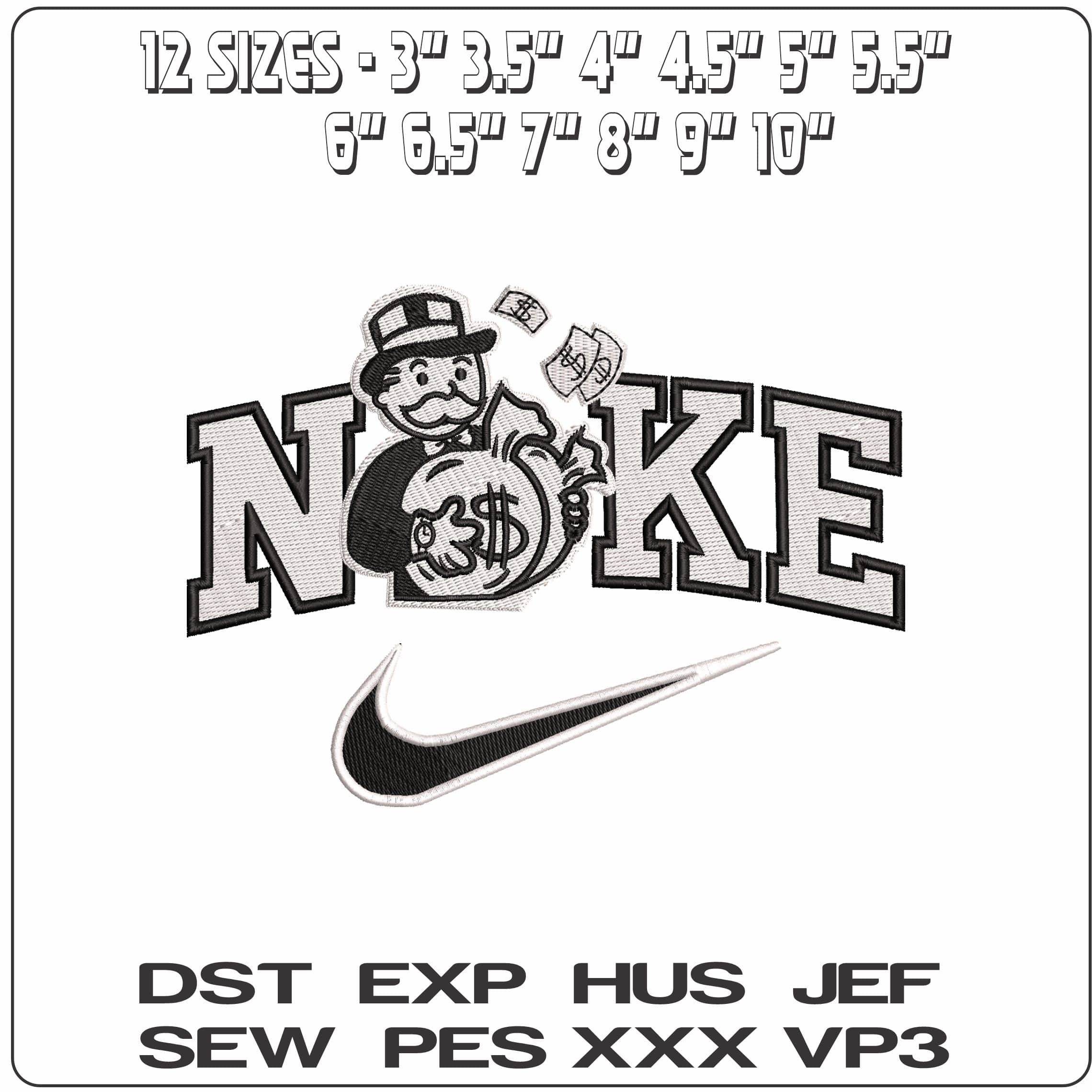 Nike Mr Monopoly with Money - Elegant embroidery design file - instant download — view 2