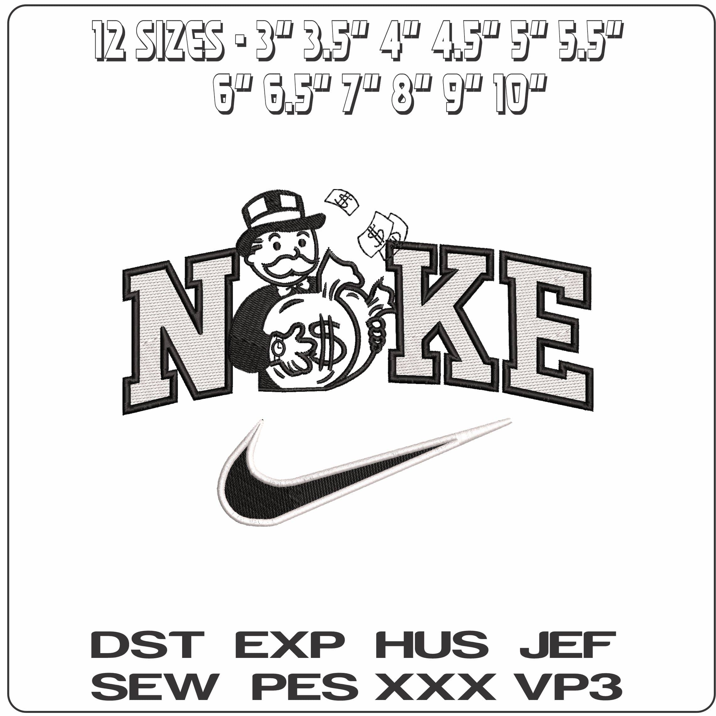 Nike Mr Monopoly with Money no background - Elegant embroidery design file - instant download — view 2