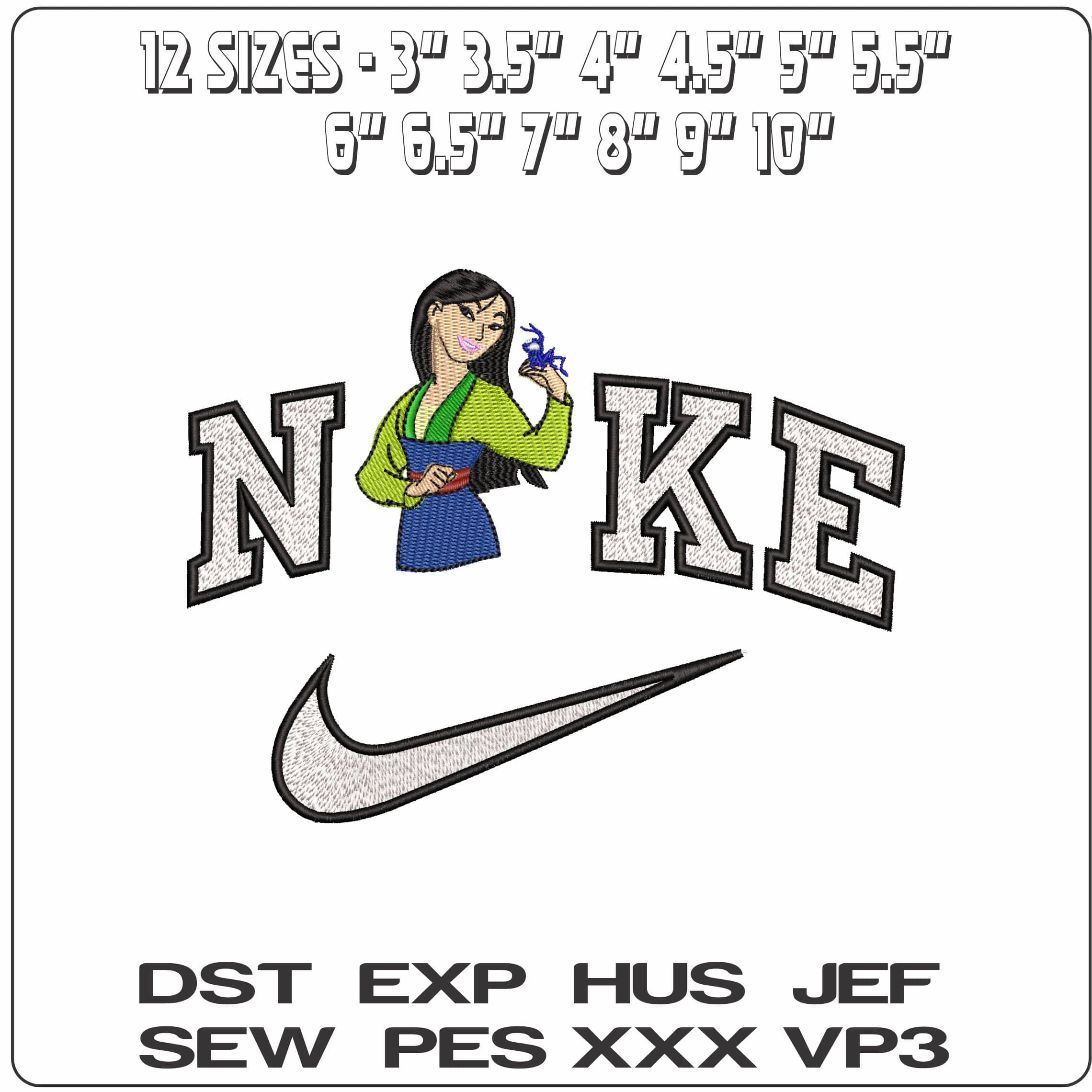 Nike Mulan Cartoon - Elegant embroidery design file - instant download — view 2