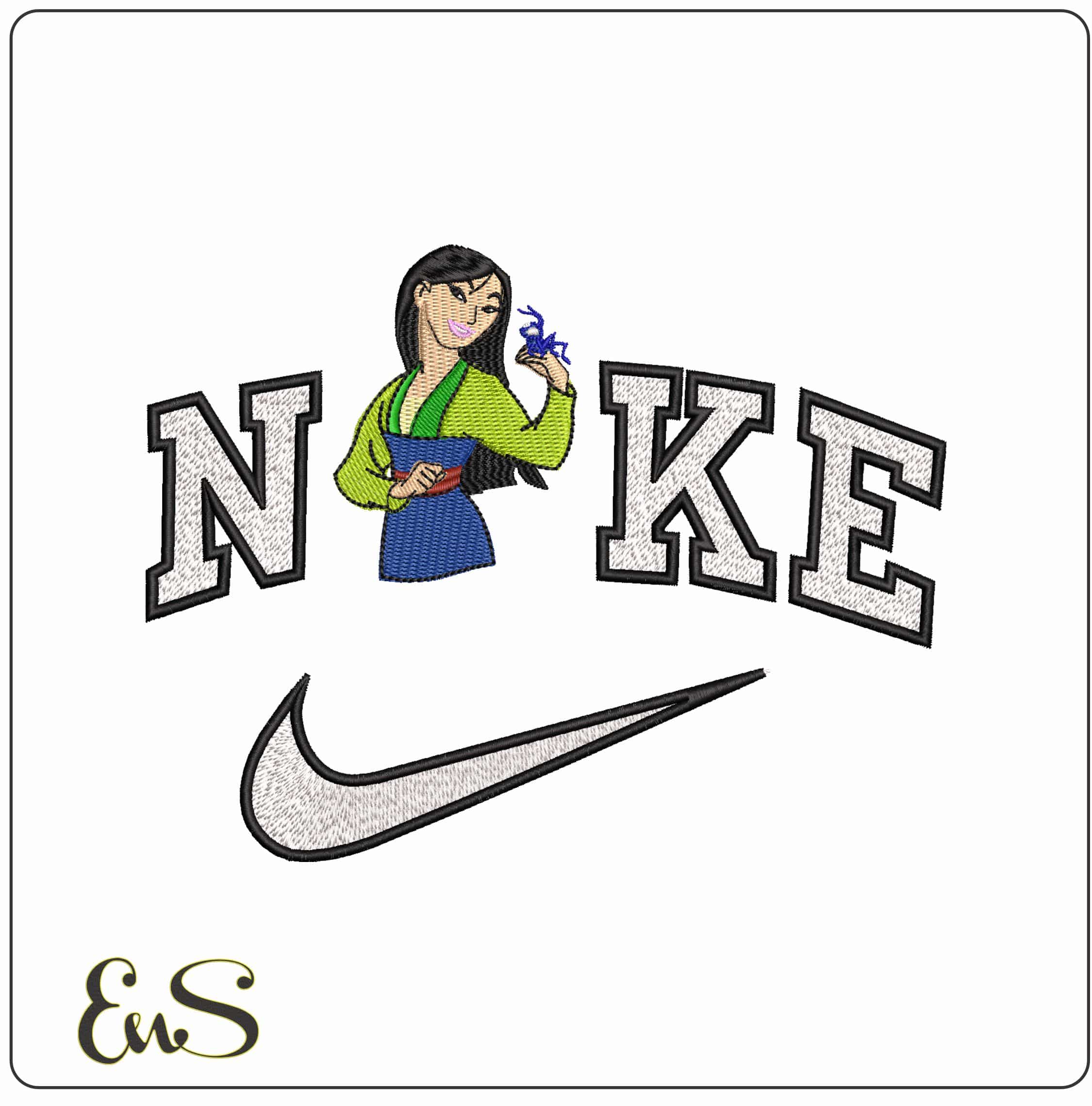 Nike Mulan Cartoon - Elegant embroidery design file - instant download