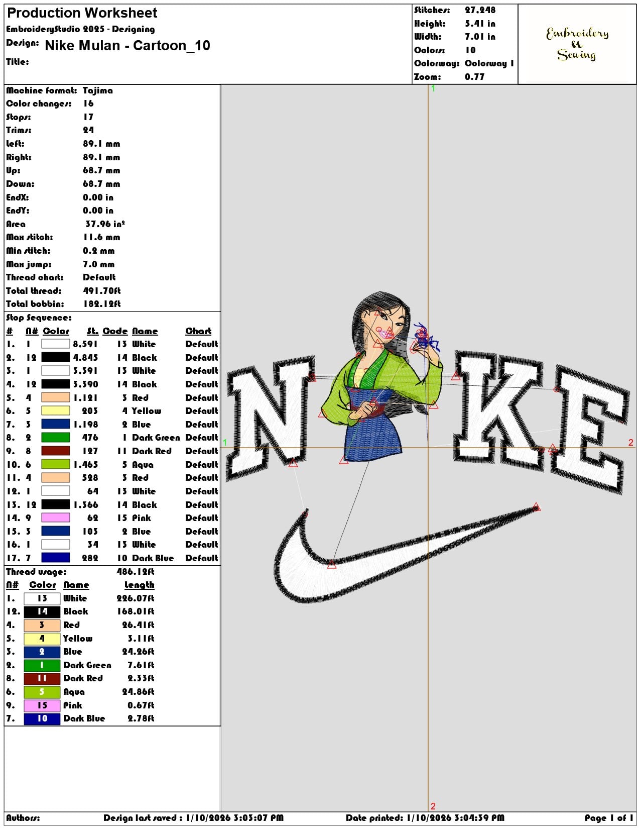 Nike Mulan Cartoon - Elegant embroidery design file - instant download — view 3