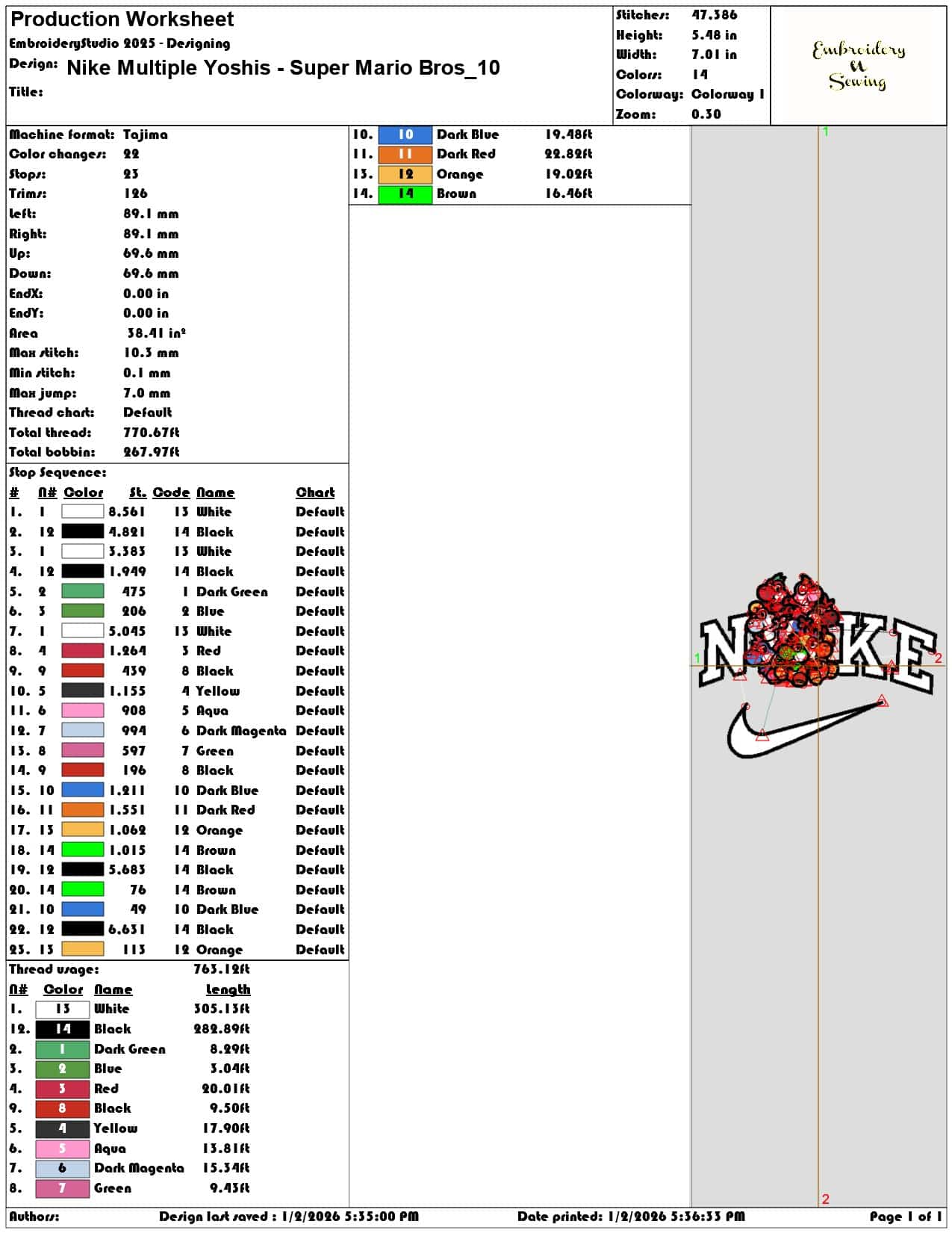 Nike Multiple Yoshis Super Mario Bros - Elegant embroidery design file - instant download — view 3