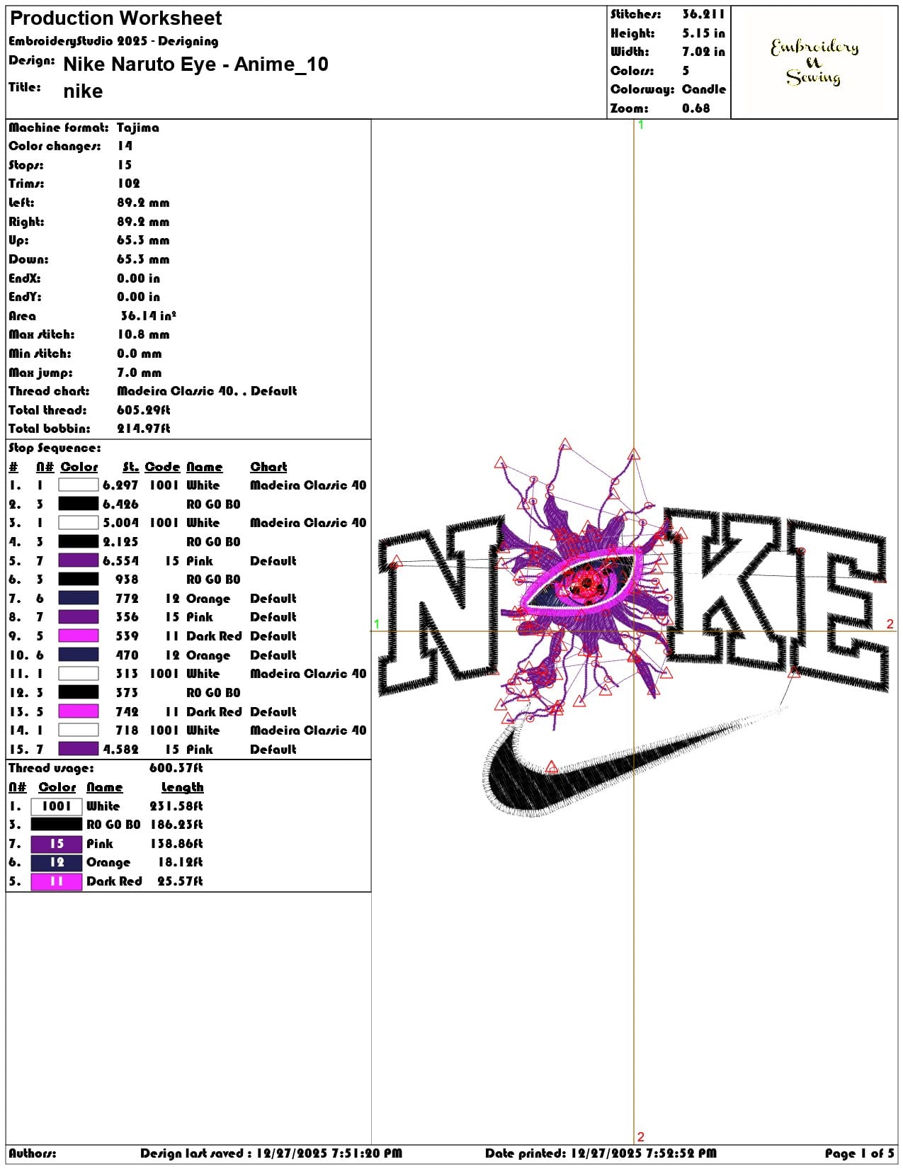 Nike Naruto Eye Anime - Elegant embroidery design file - instant download — view 3