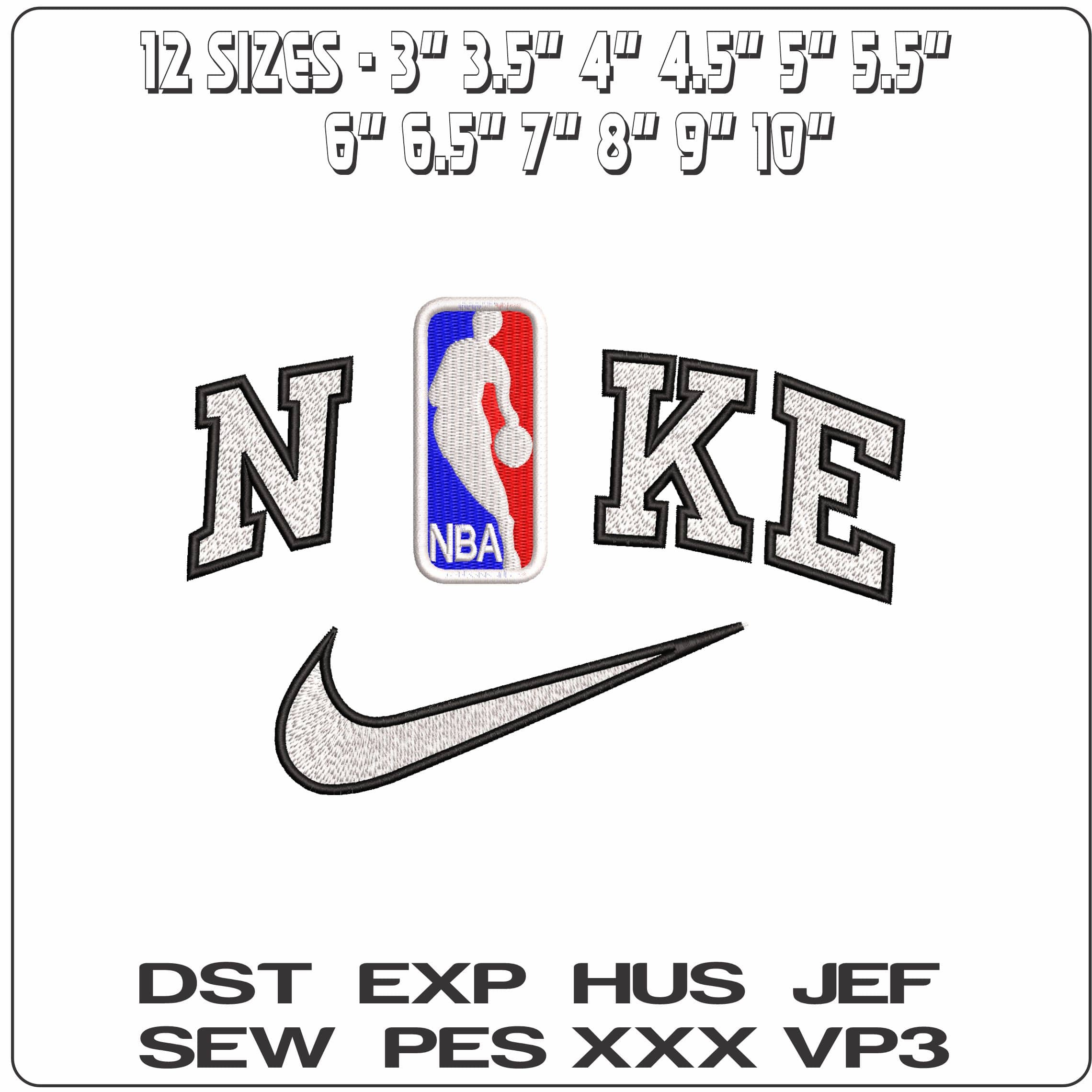 Nike NBA Logo Red White and Blue - Elegant embroidery design file - instant download — view 2