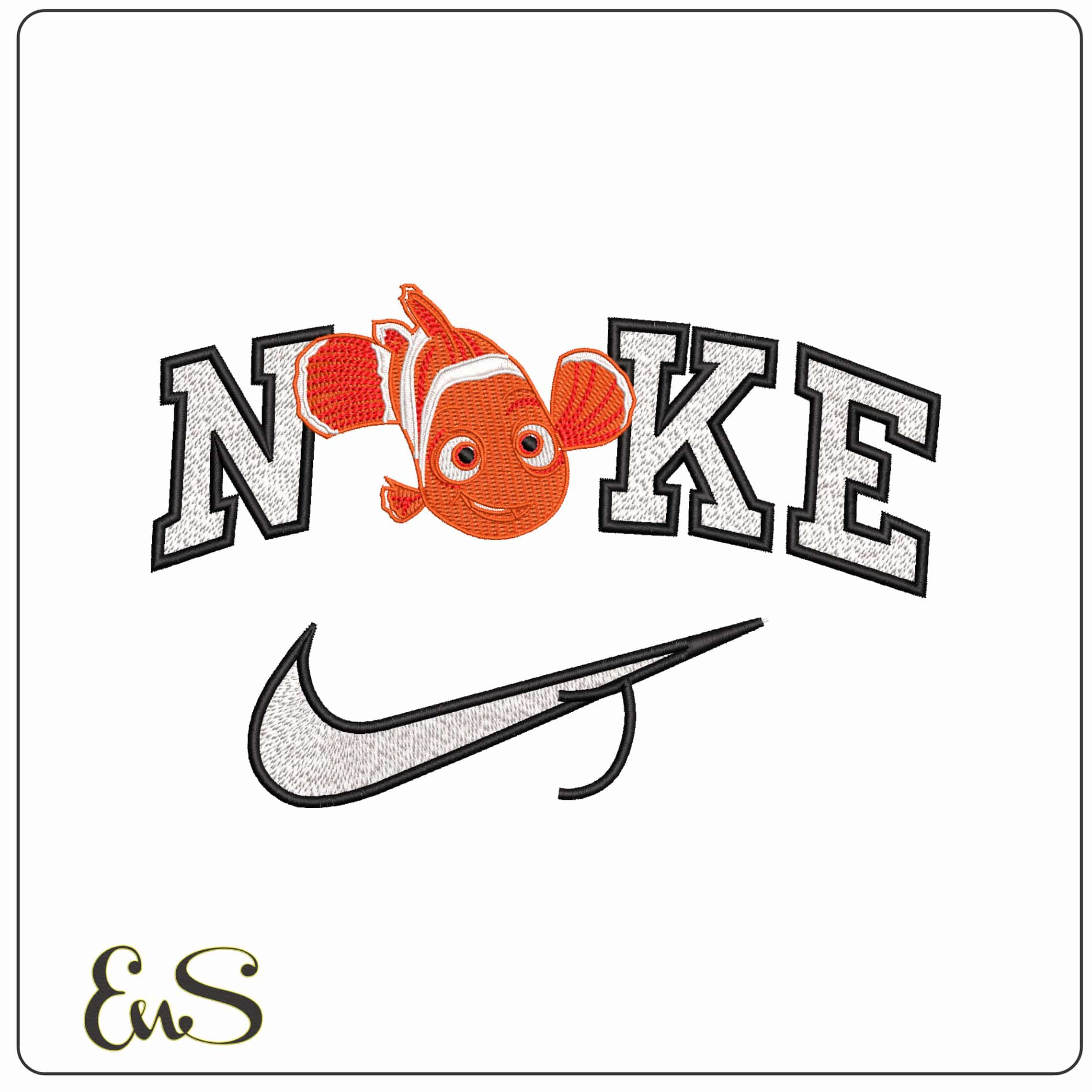 Nike Nemo Finding Nemo - Elegant embroidery design file - instant download