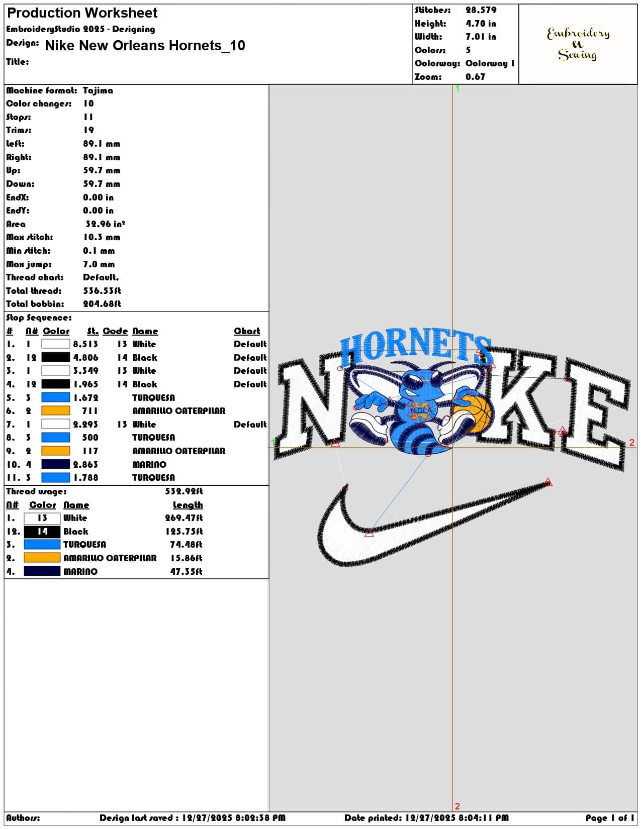 Nike New Orleans Hornets - Elegant embroidery design file - instant download — view 3