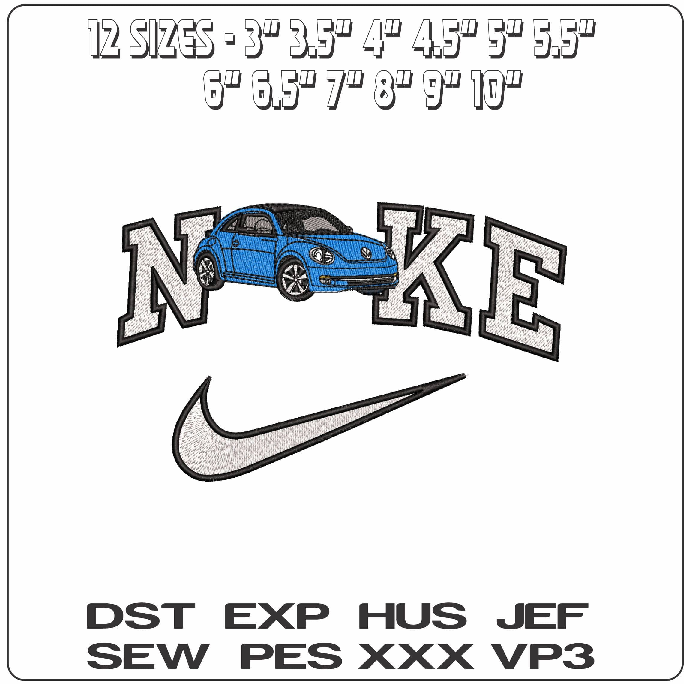 Nike New VW Beetle - Elegant embroidery design file - instant download — view 2