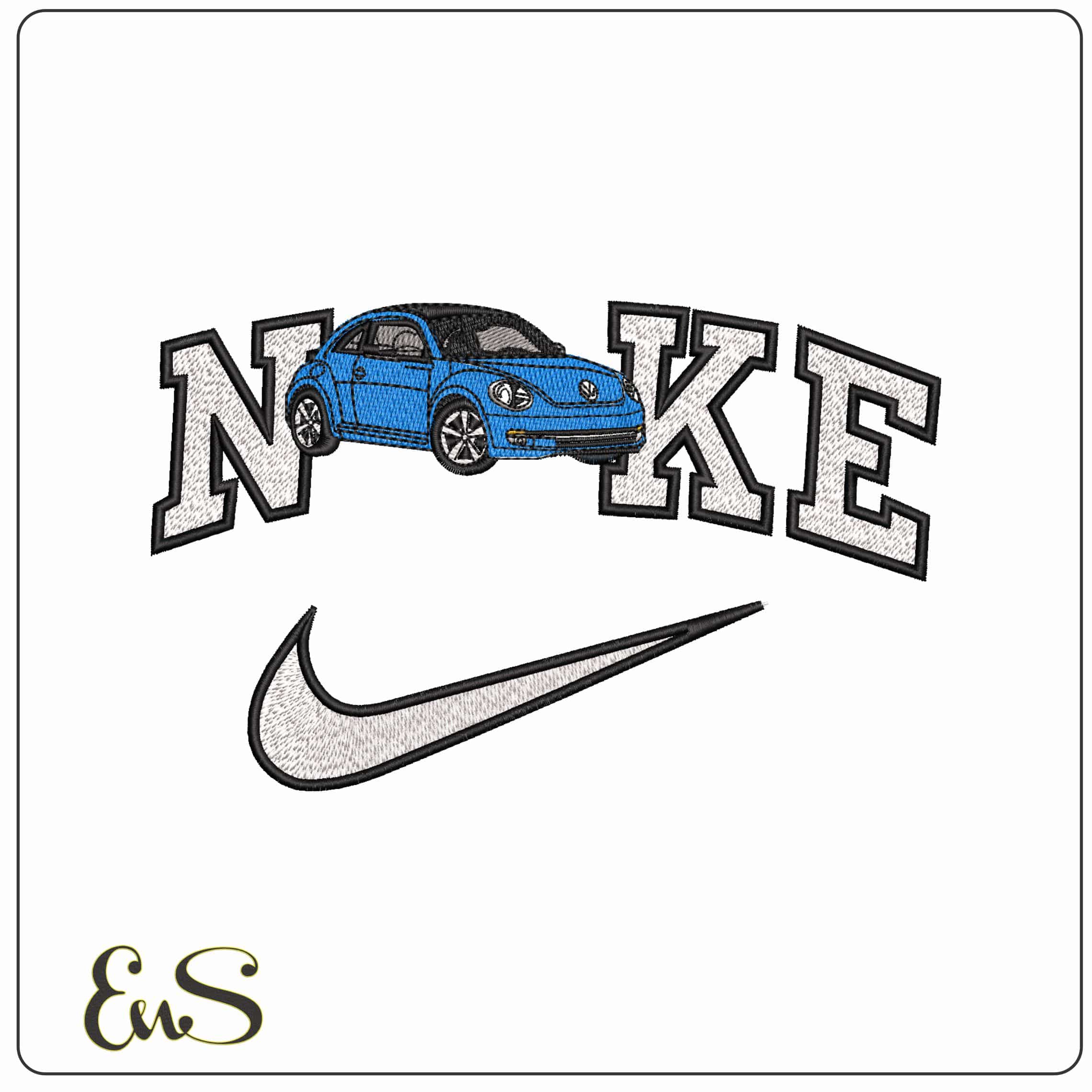 Nike New VW Beetle - Elegant embroidery design file - instant download