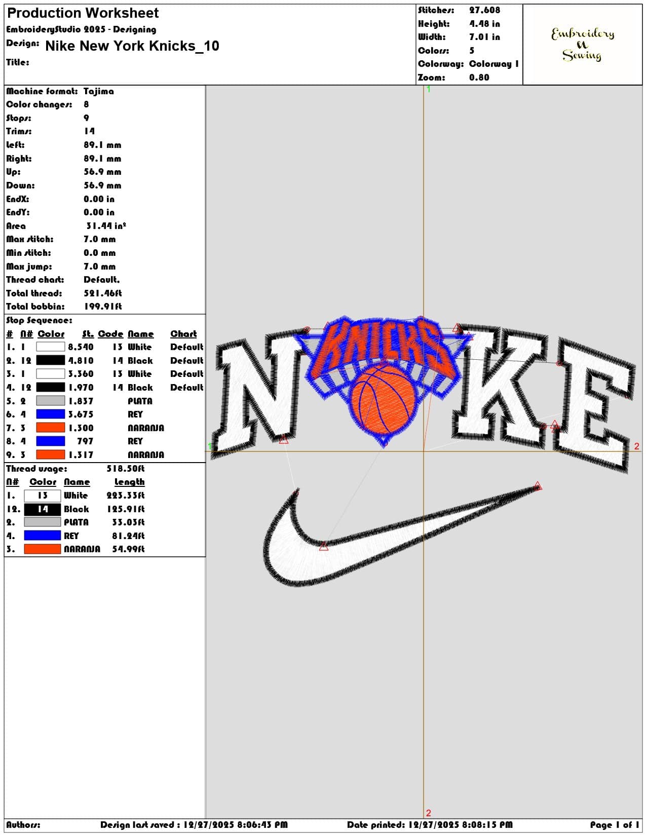 Nike New York Knicks - Elegant embroidery design file - instant download — view 3