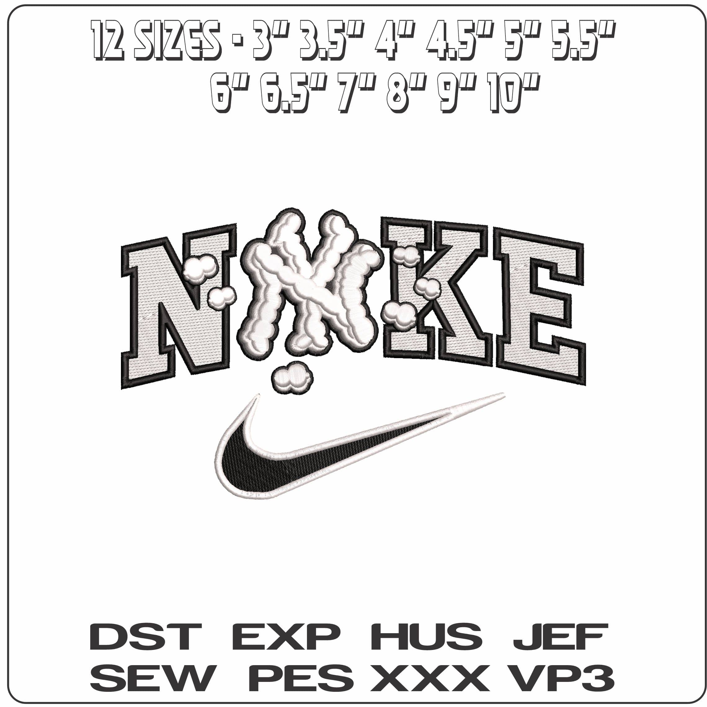 Nike NY Clouds - Elegant embroidery design file - instant download — view 2