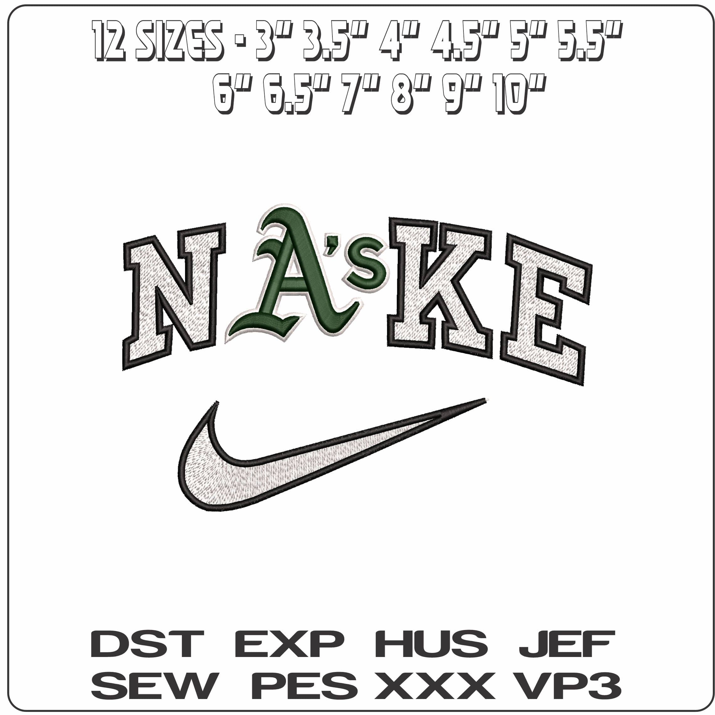 Nike Oakland Athletics 3D MLB - Elegant embroidery design file - instant download — view 2