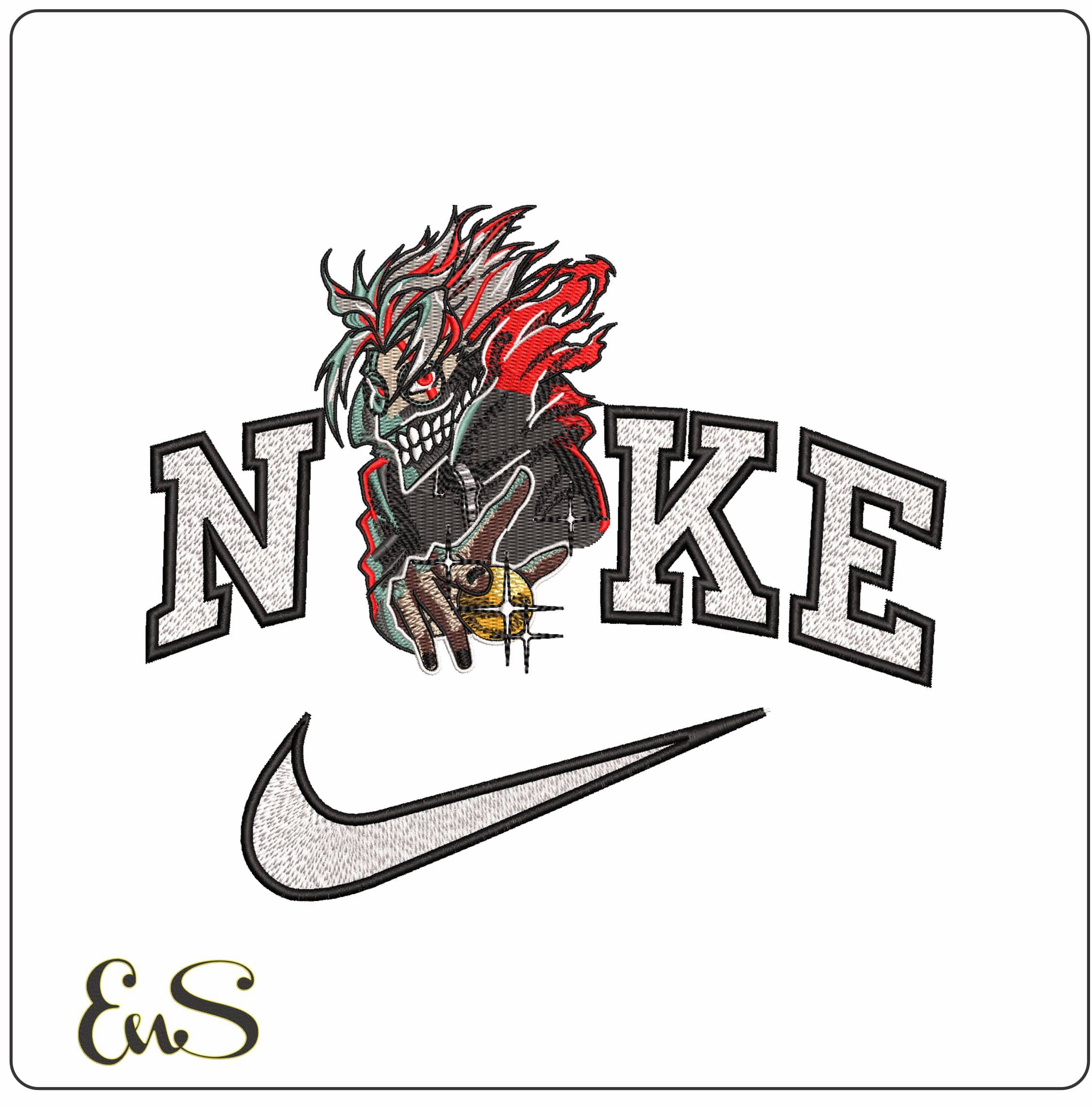 Nike Okarun Ken Takakura in Mask Dandadan Anime - Elegant embroidery design file - instant download