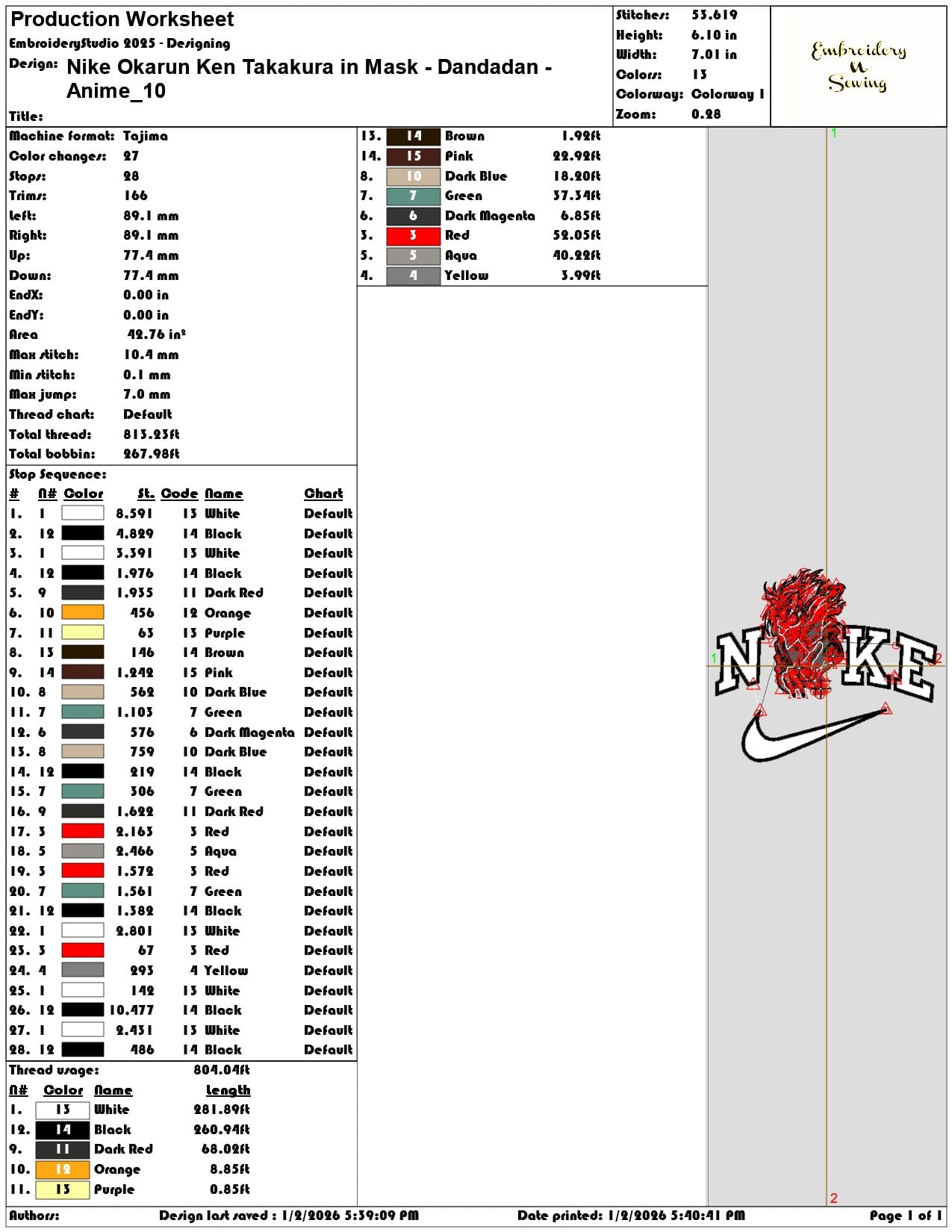 Nike Okarun Ken Takakura in Mask Dandadan Anime - Elegant embroidery design file - instant download — view 3
