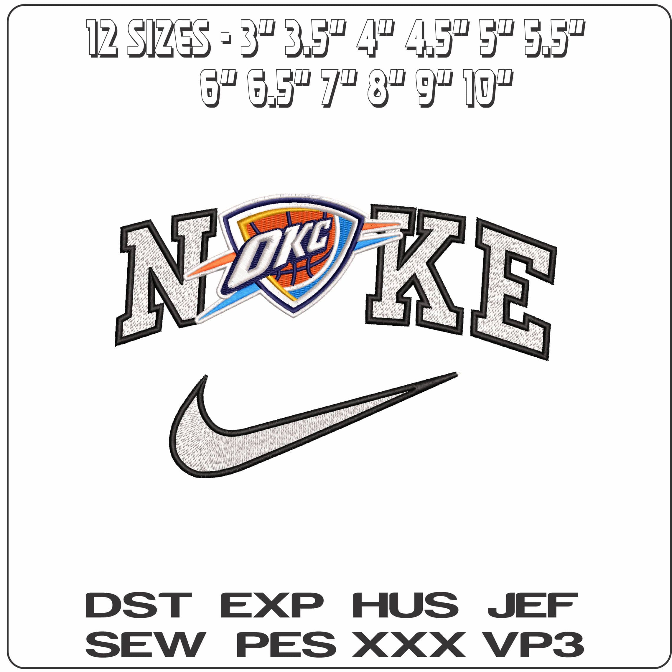 Nike Oklahoma City Thunder - Elegant embroidery design file - instant download — view 2