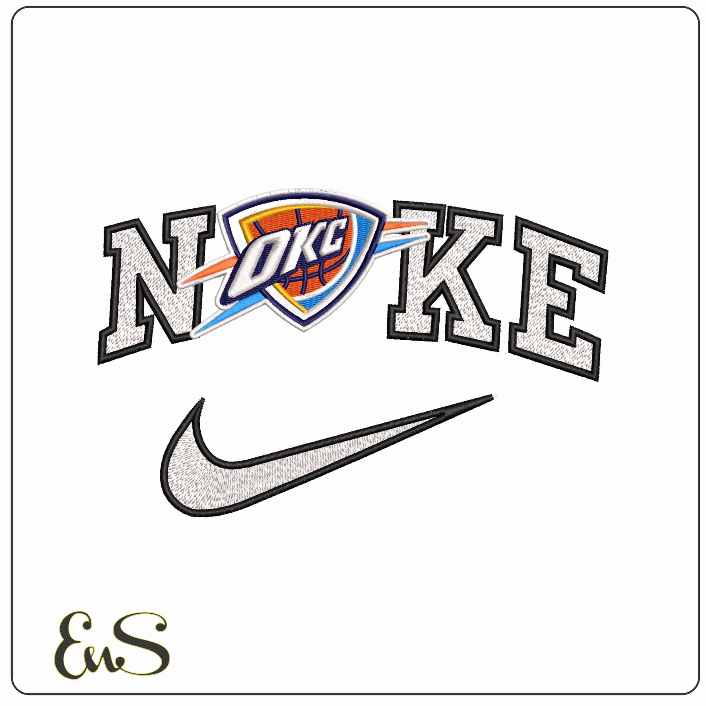 Nike Oklahoma City Thunder - Elegant embroidery design file - instant download