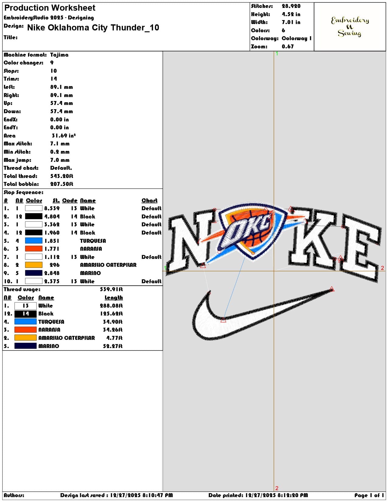 Nike Oklahoma City Thunder - Elegant embroidery design file - instant download — view 3