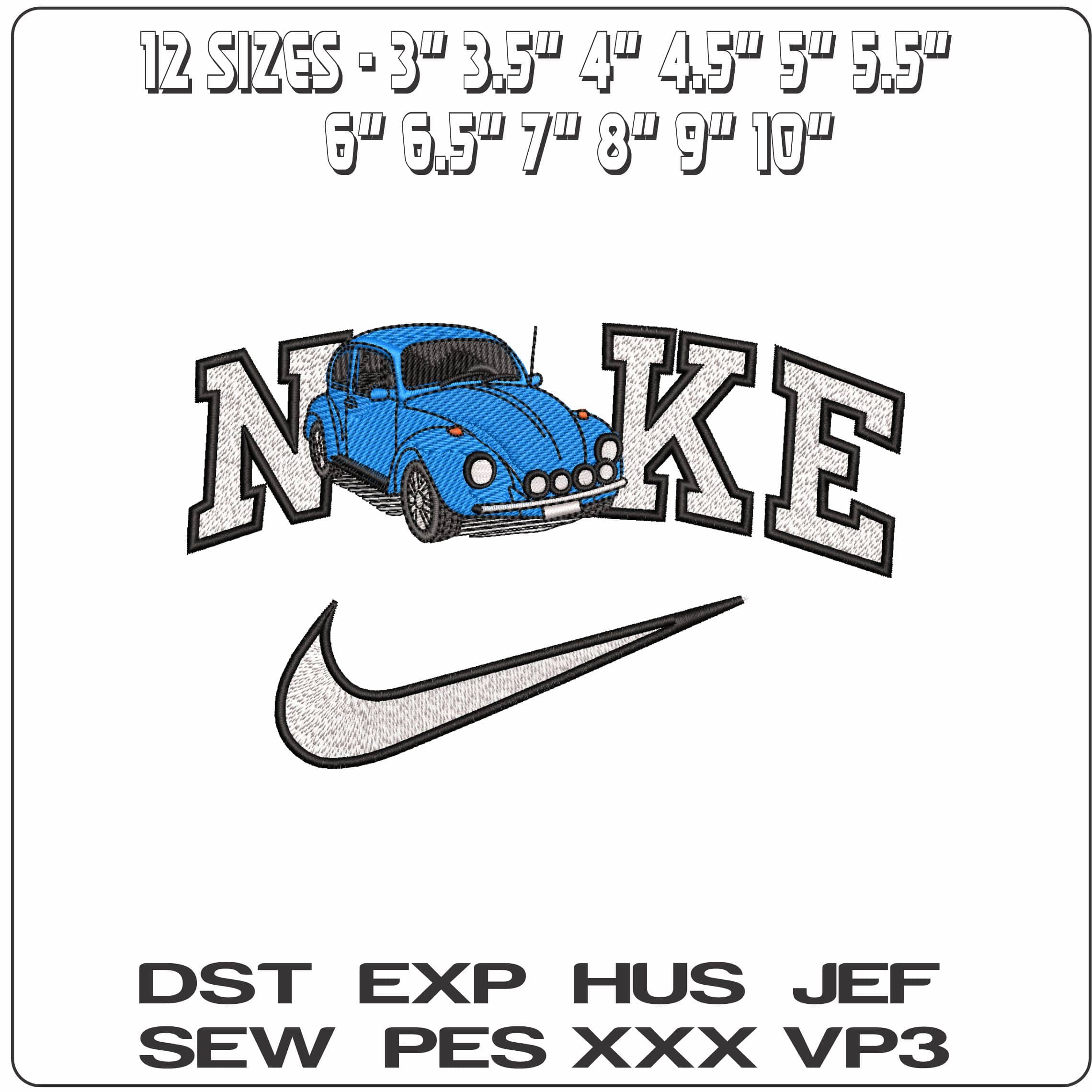 Nike Old VW Beetle - Elegant embroidery design file - instant download — view 2