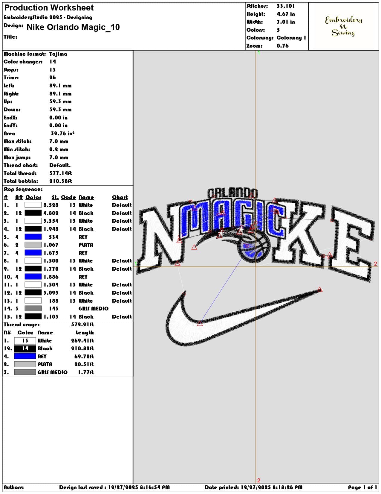 Nike Orlando Magic - Elegant embroidery design file - instant download — view 3