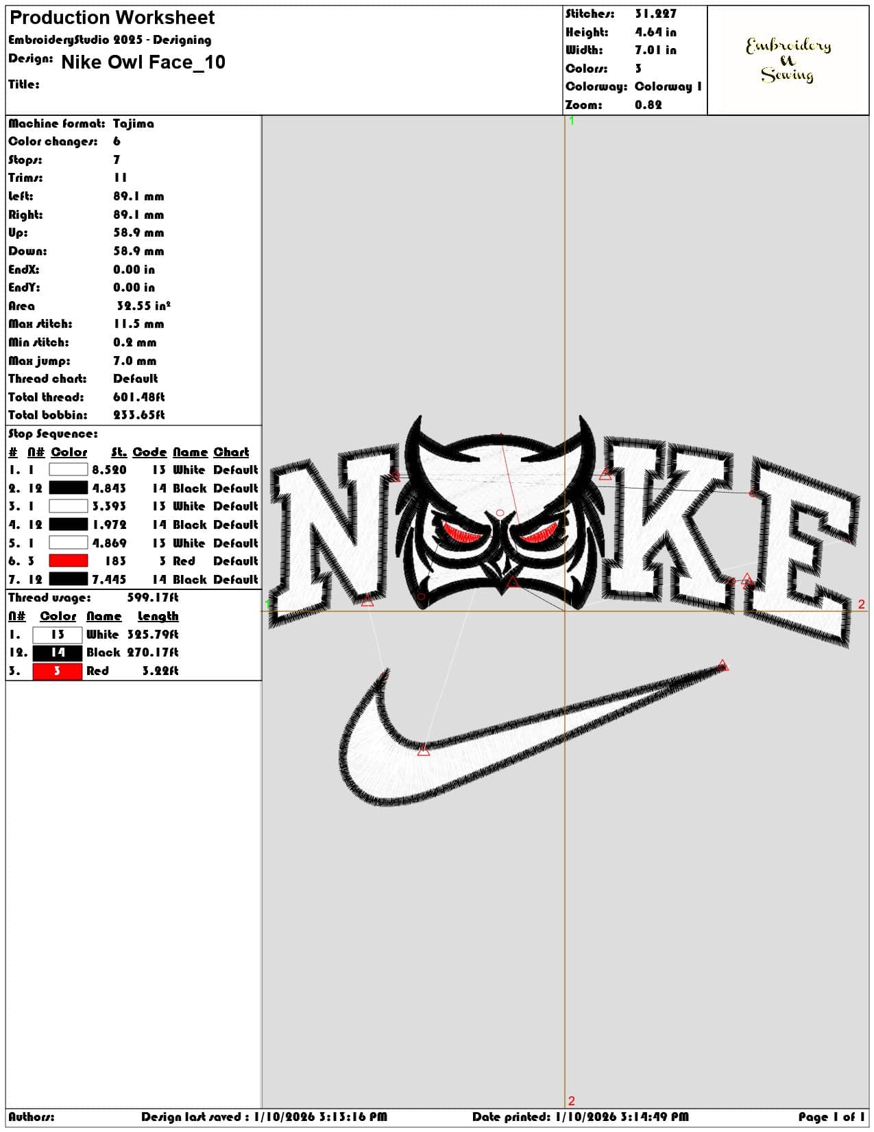 Nike Owl Face - Elegant embroidery design file - instant download — view 3