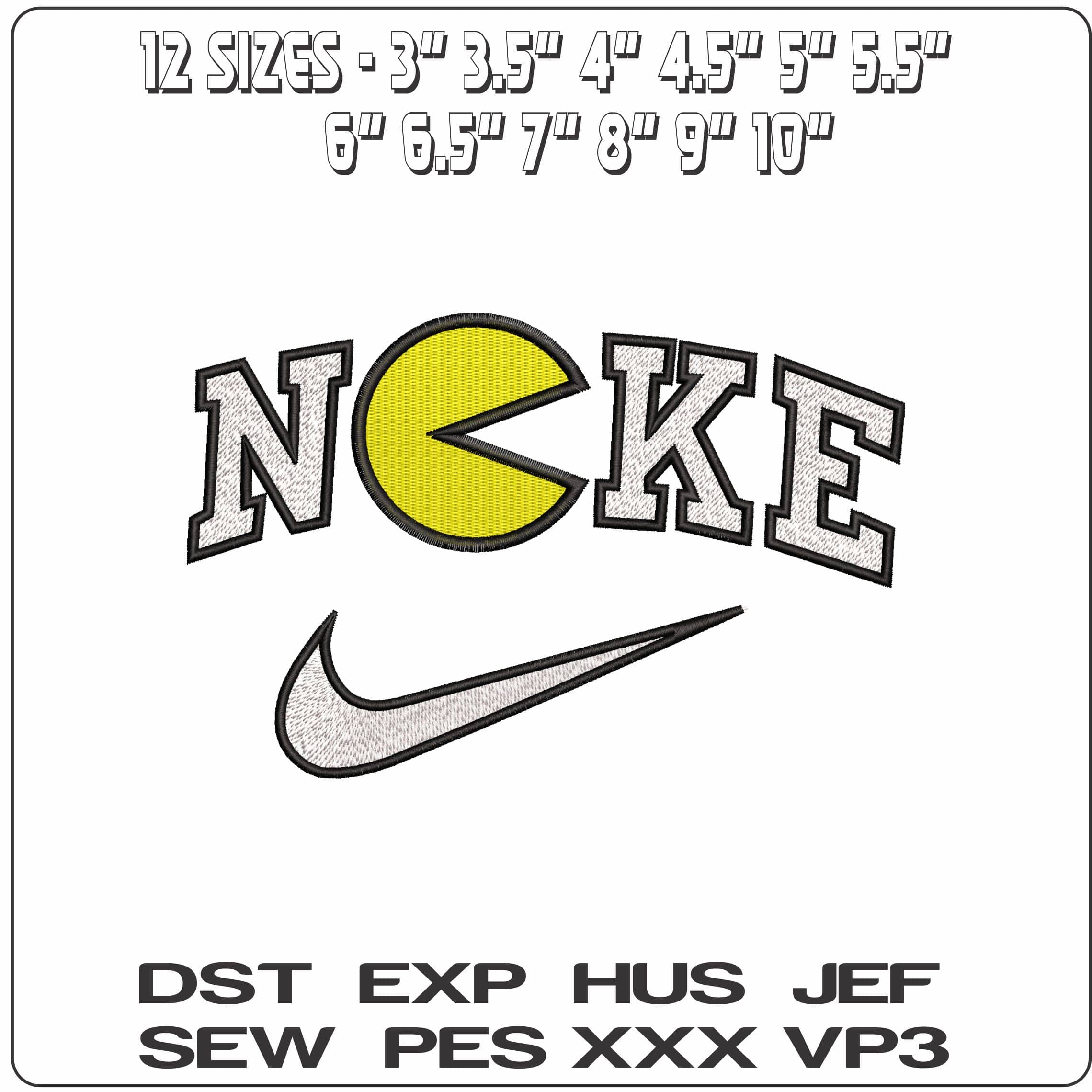 Nike Packman Video Game - Elegant embroidery design file - instant download — view 2