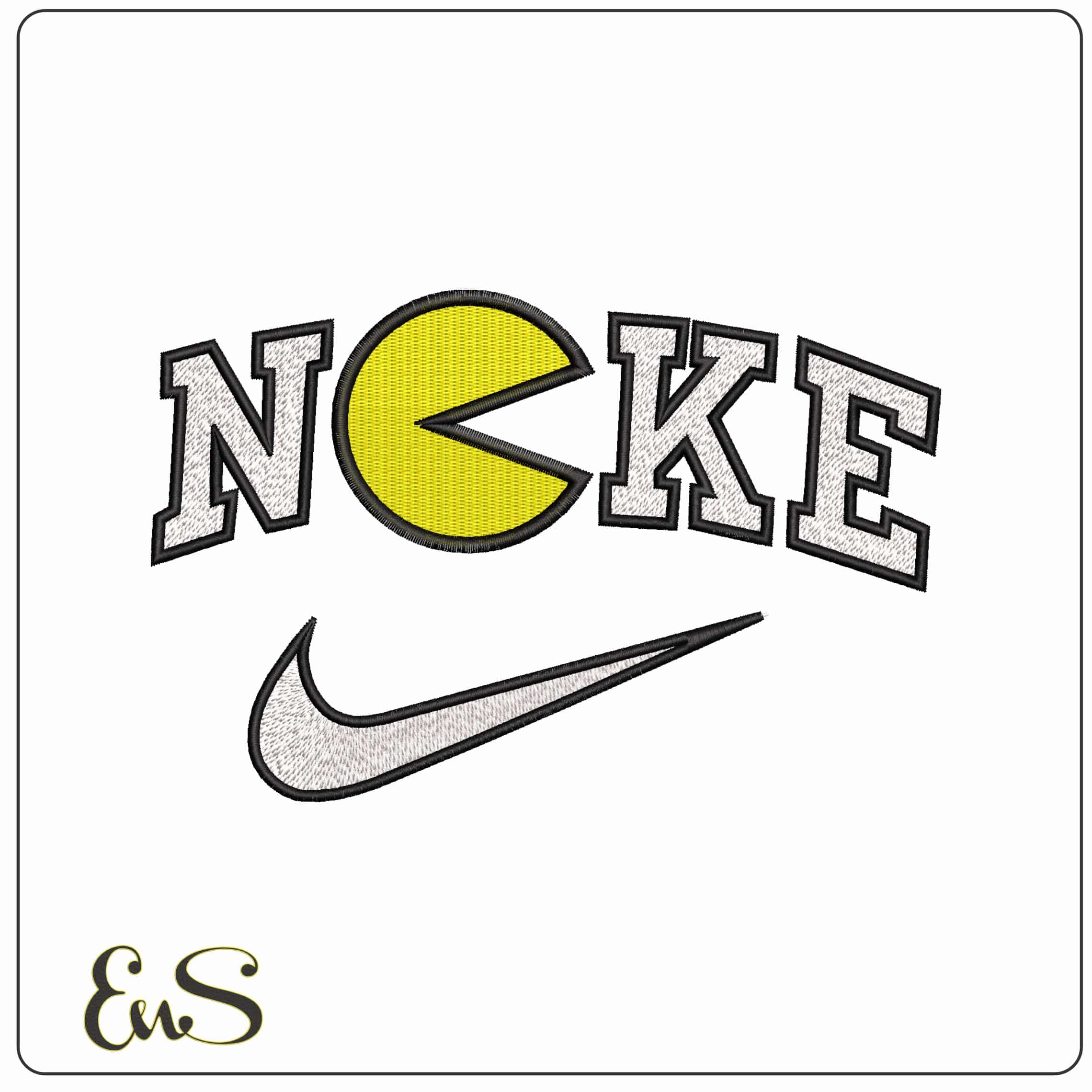Nike Packman Video Game - Elegant embroidery design file - instant download