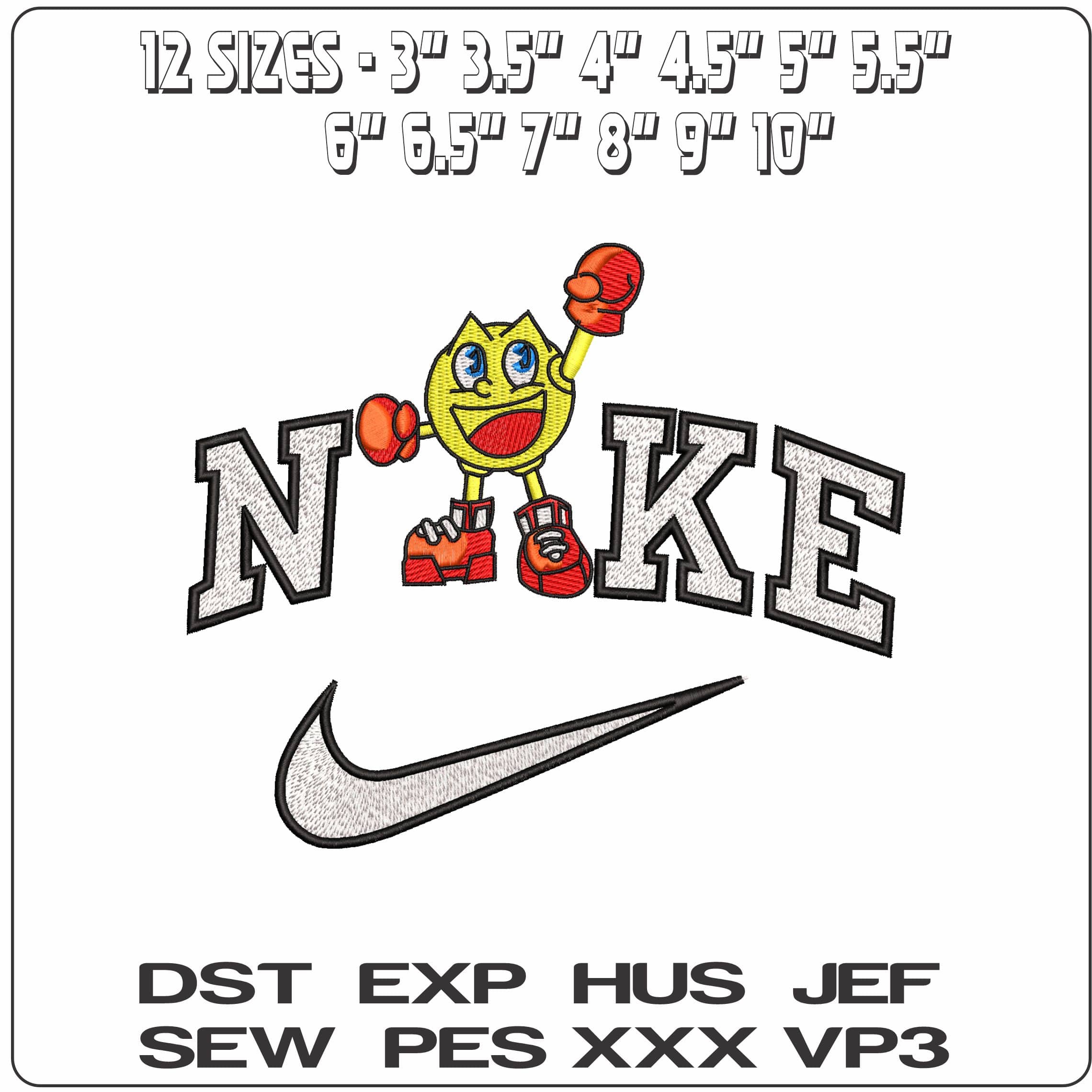 Nike Packman Boxing - Elegant embroidery design file - instant download — view 2