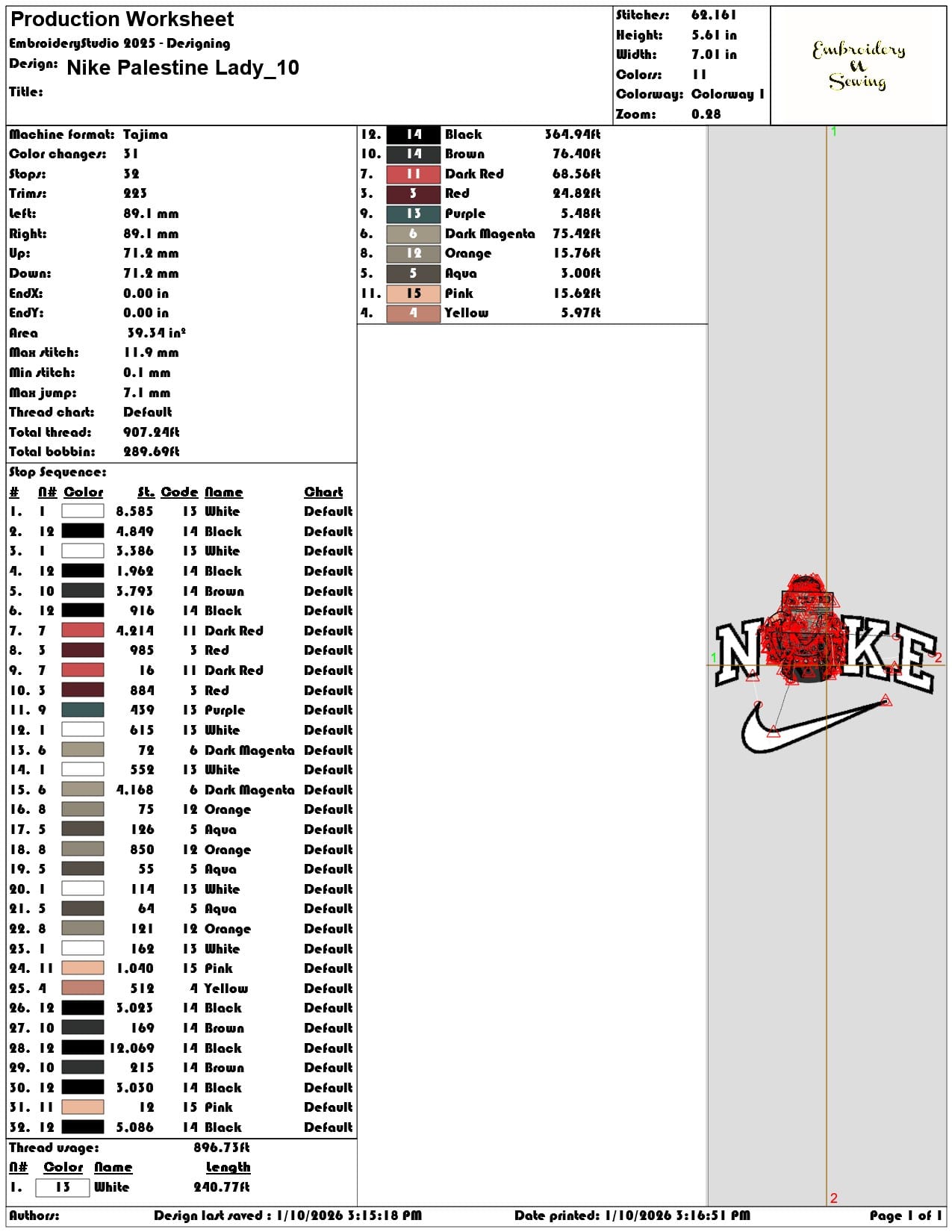 Nike Palestine Lady - Elegant embroidery design file - instant download — view 3