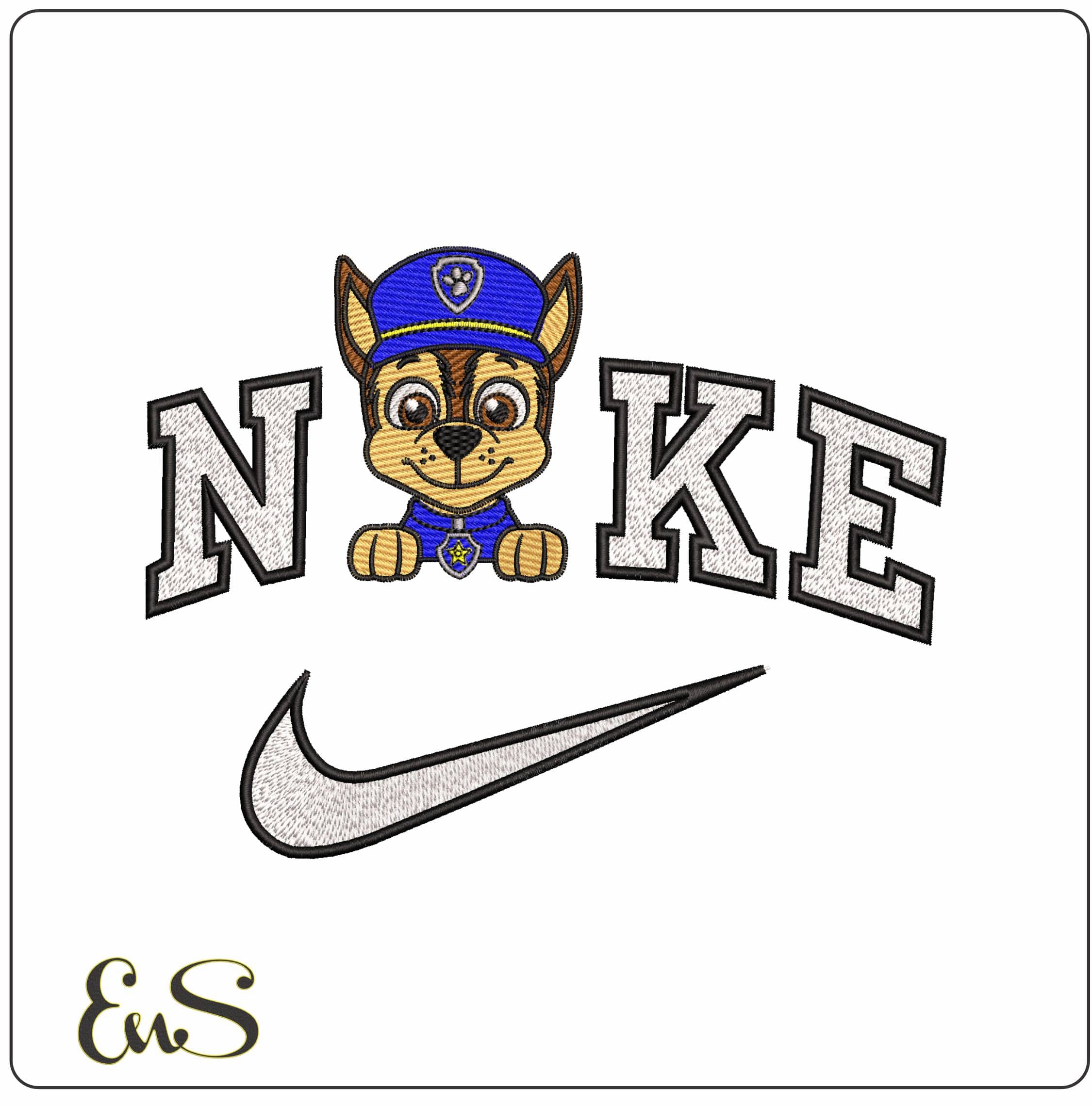Nike Paw Chase Paw Patrol - Elegant embroidery design file - instant download