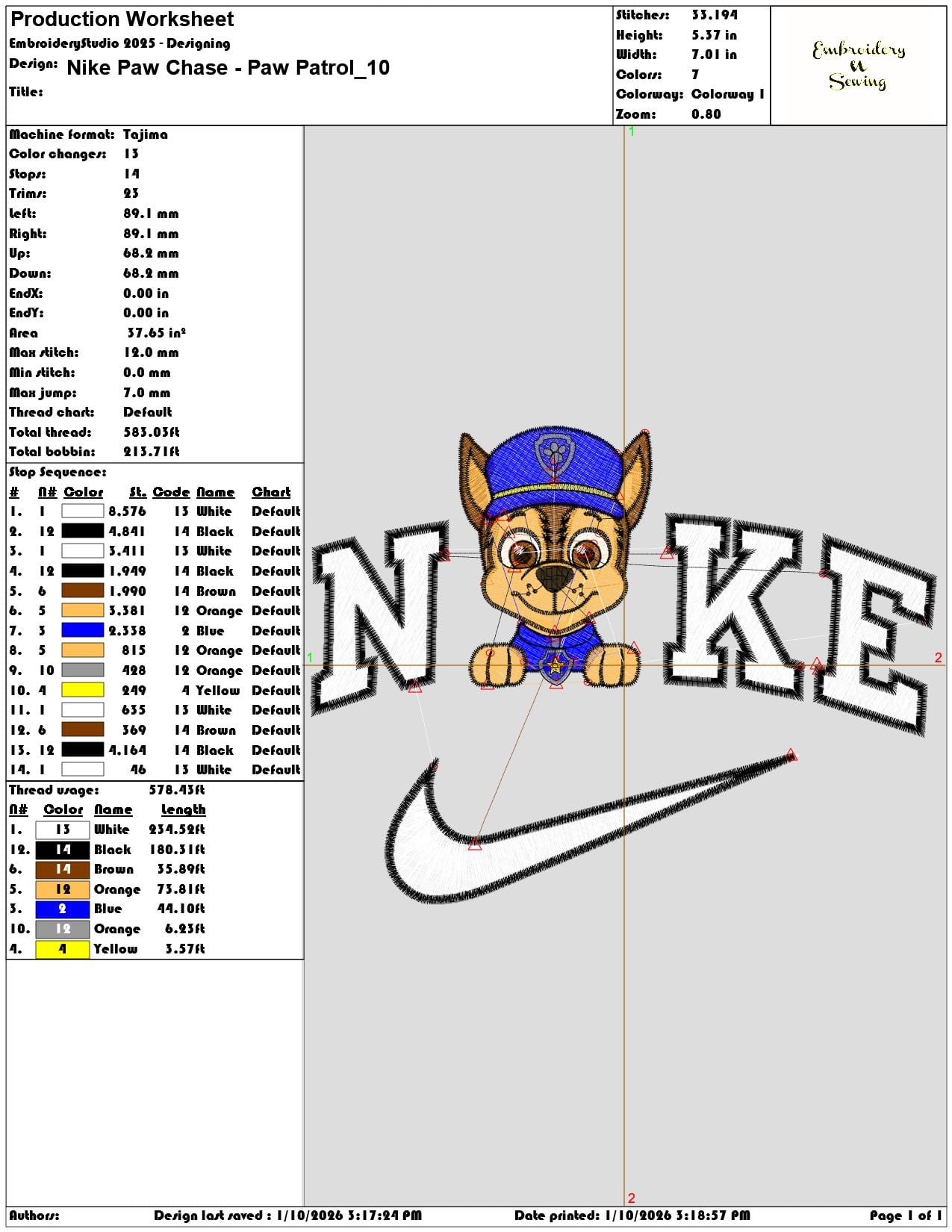 Nike Paw Chase Paw Patrol - Elegant embroidery design file - instant download — view 3