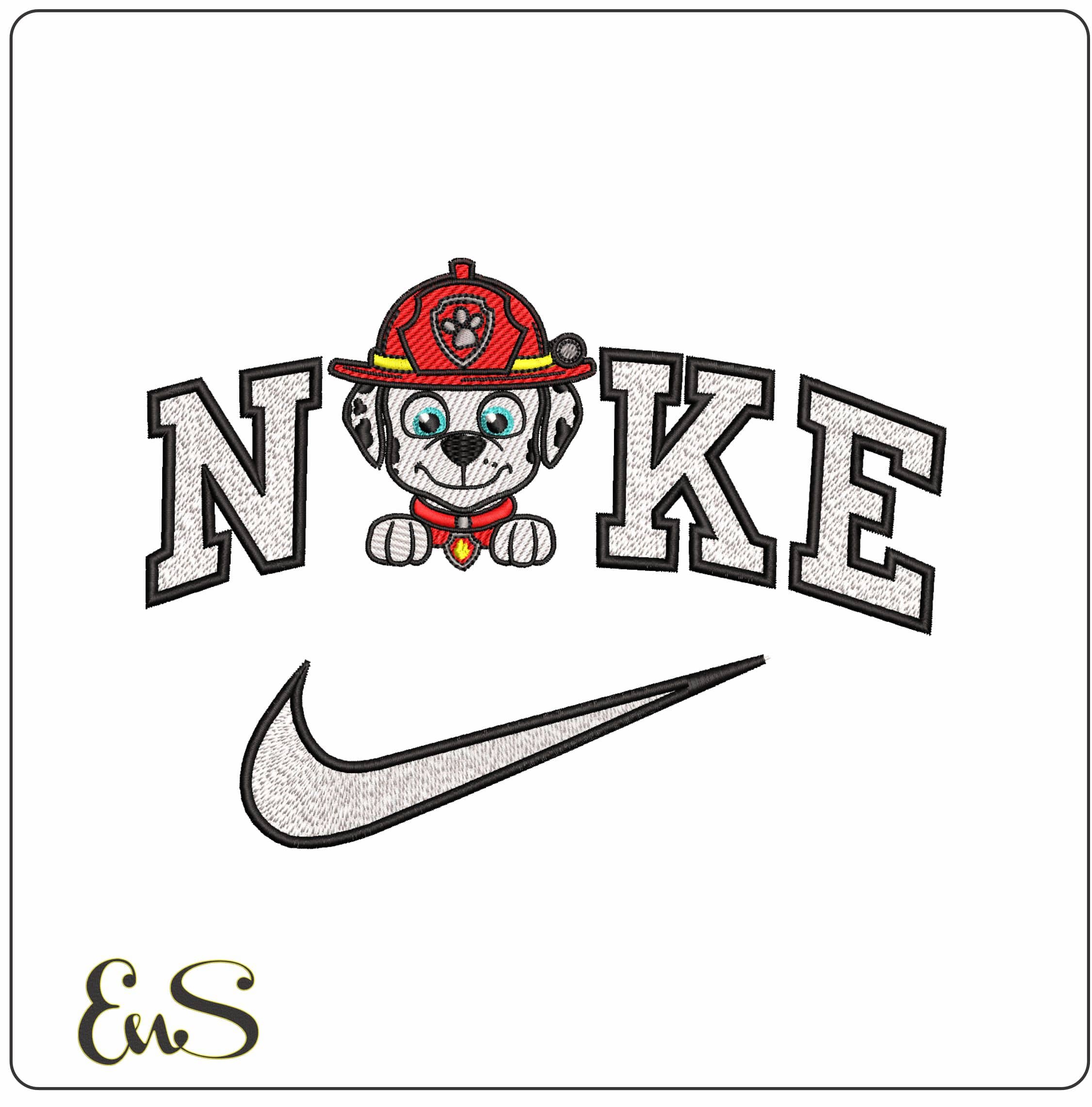 Nike Paw Marshall Head and Paws Paw Patrol - Elegant embroidery design file - instant download