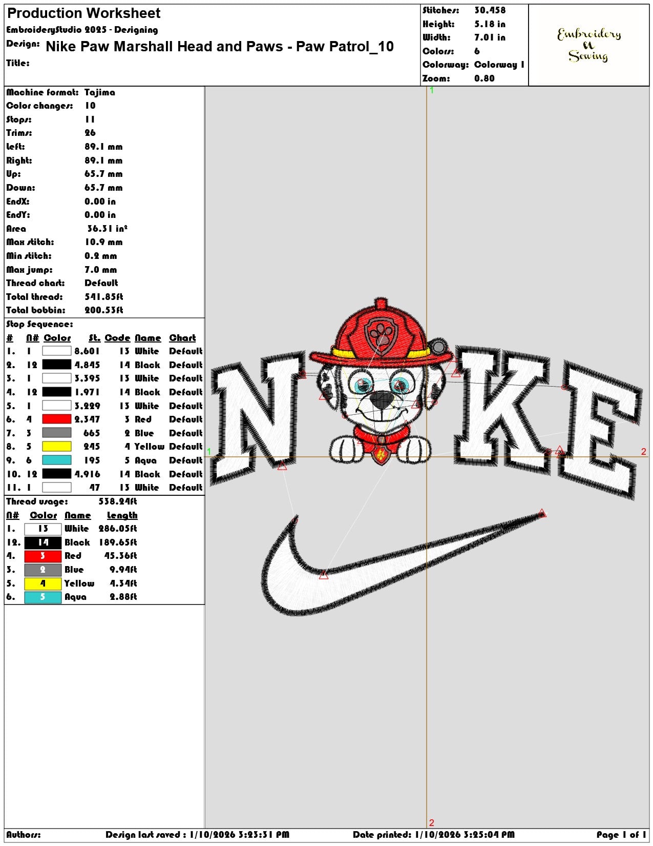 Nike Paw Marshall Head and Paws Paw Patrol - Elegant embroidery design file - instant download — view 3