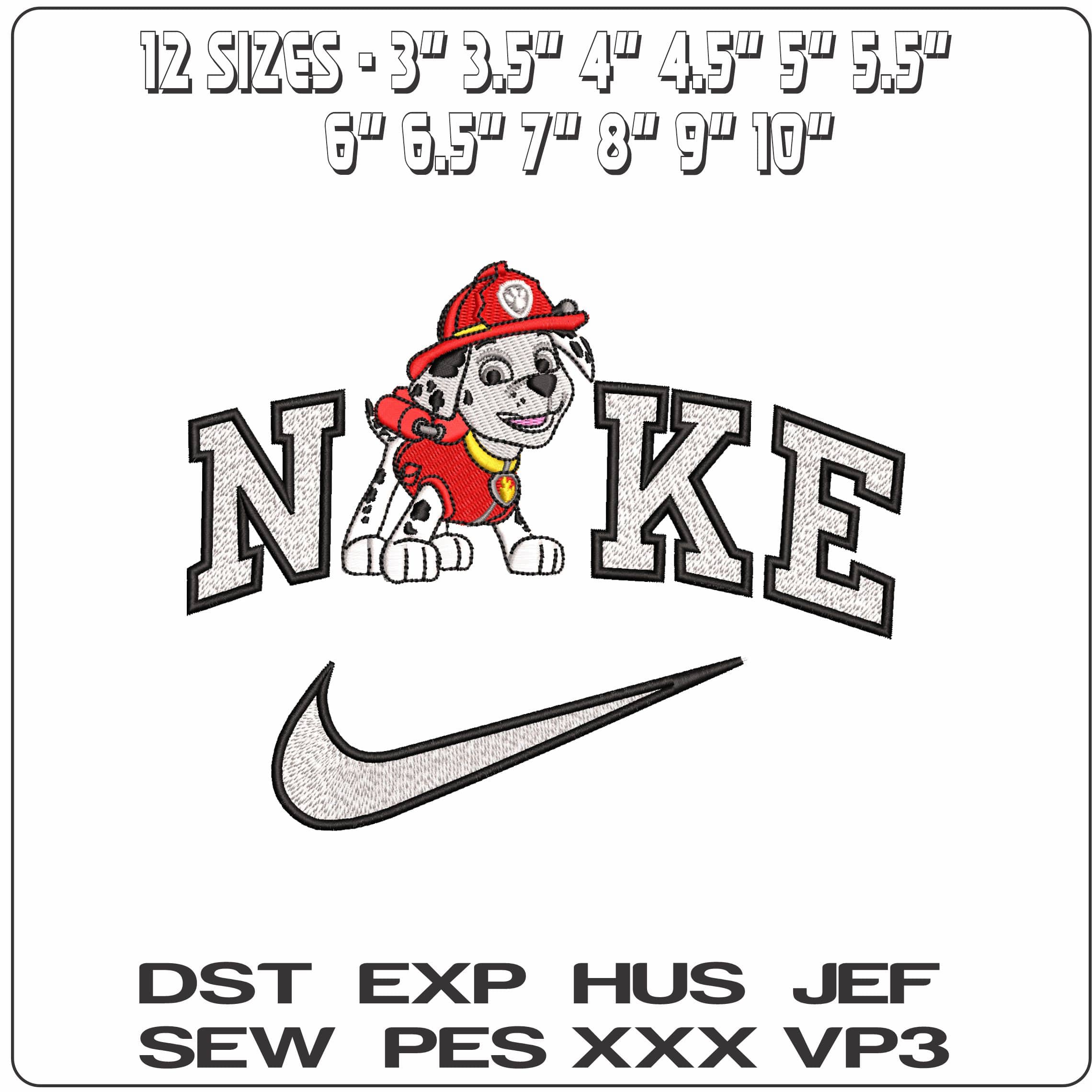 Nike Paw Marshall Ready to Go Paw Patrol - Elegant embroidery design file - instant download — view 2