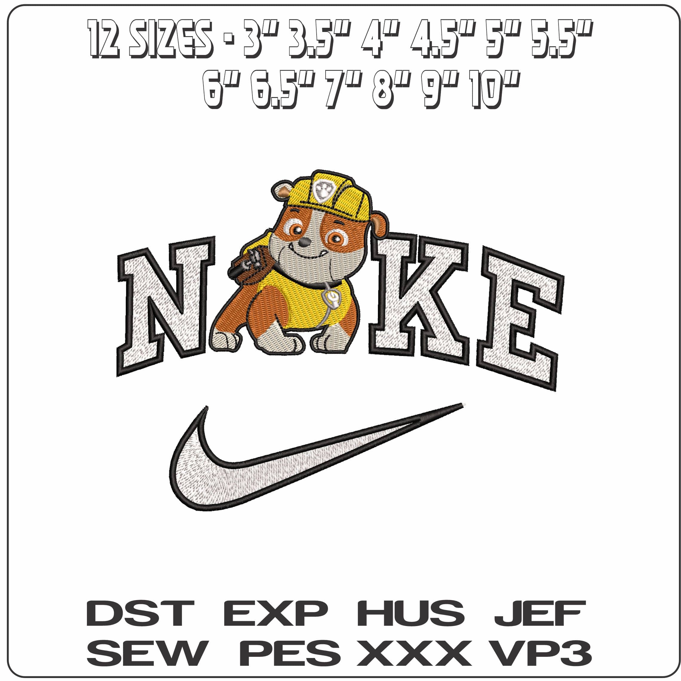 Nike Paw Rabol Paw Patrol - Elegant embroidery design file - instant download — view 2